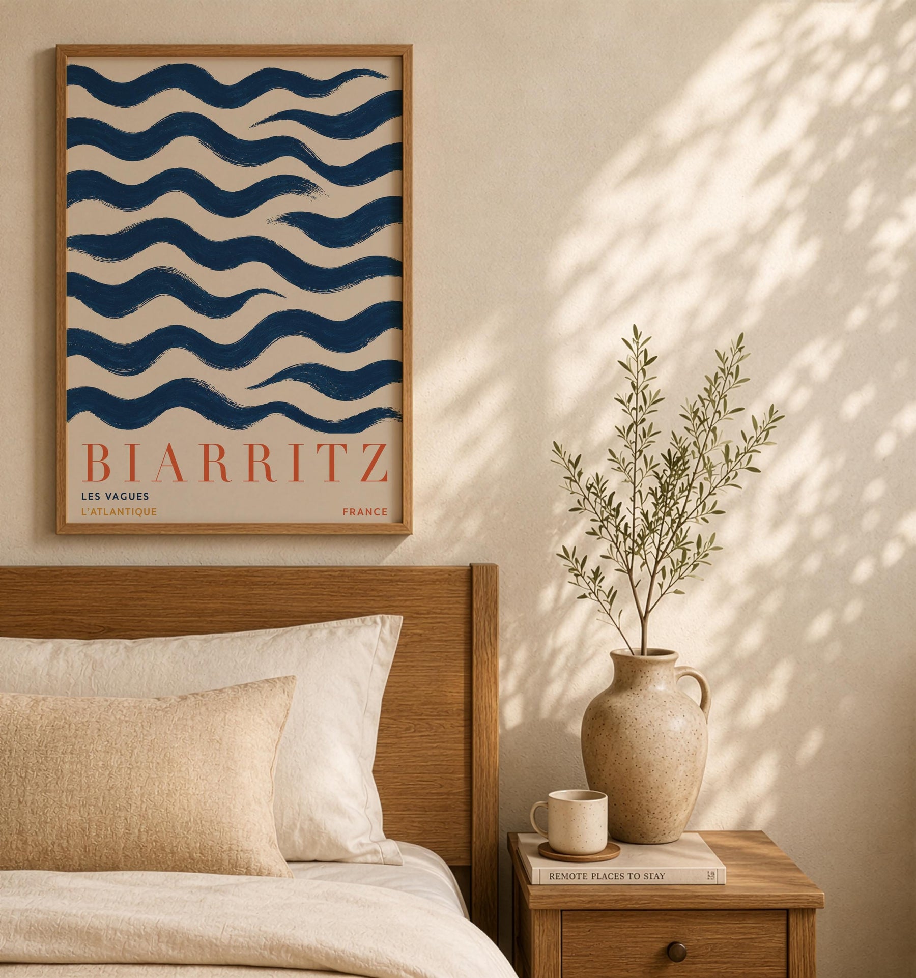 Biarritz Print | Hand-Painted French Coastal Waves Travel Poster | Framed or Unframed