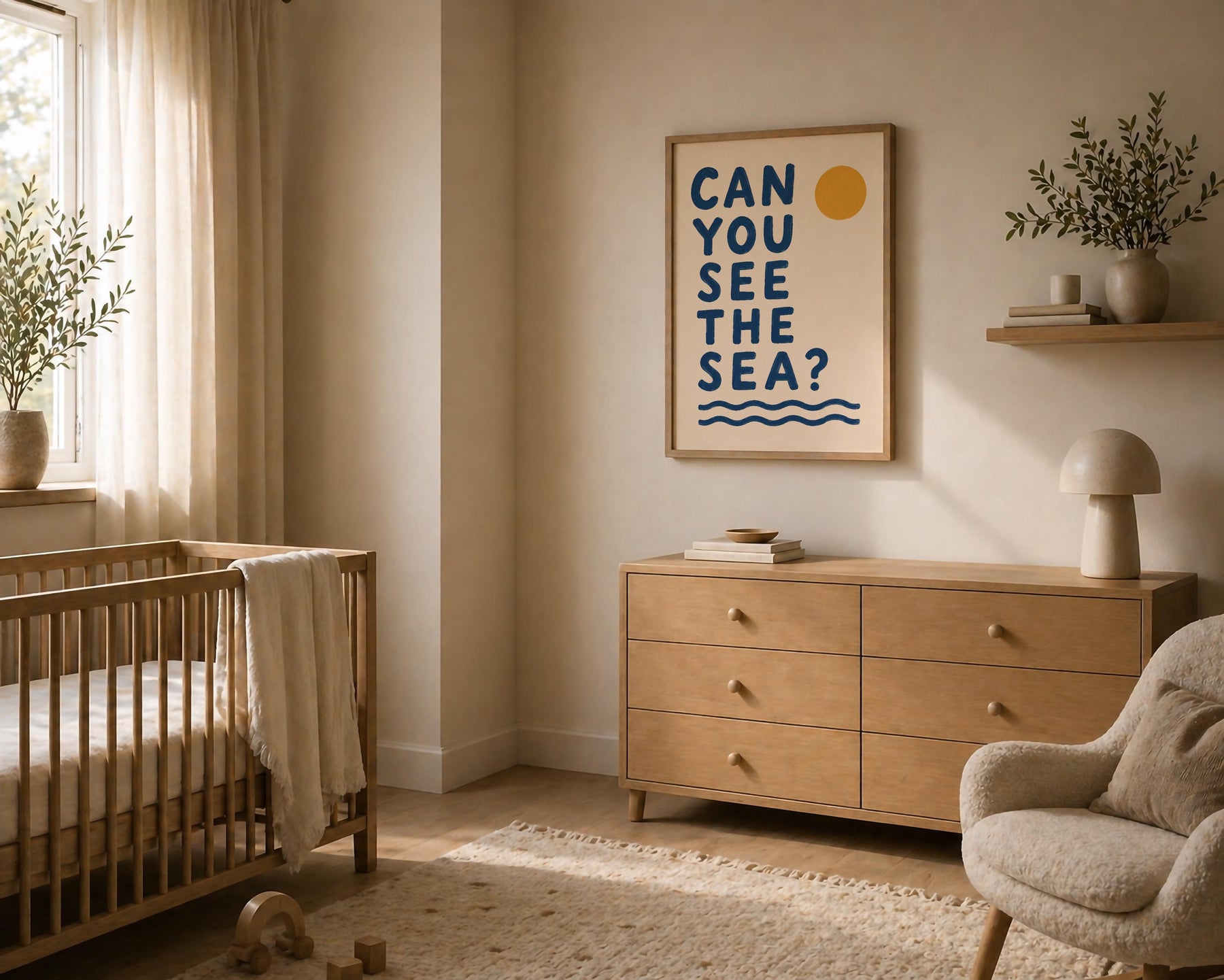 Can You See the Sea Print | Coastal Beach House Typography Wall Art | Framed or Unframed