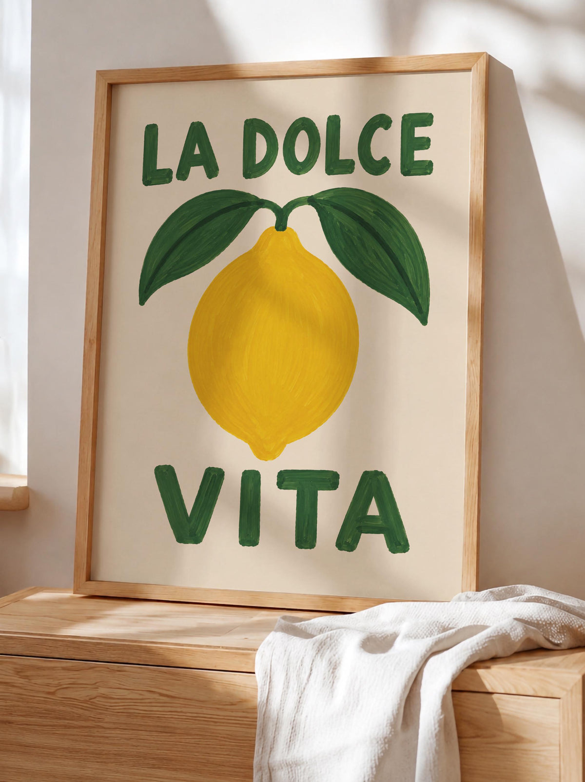 La Dolce Vita Print | Hand-Painted Italian Lemon Typography Wall Art | Framed or Unframed