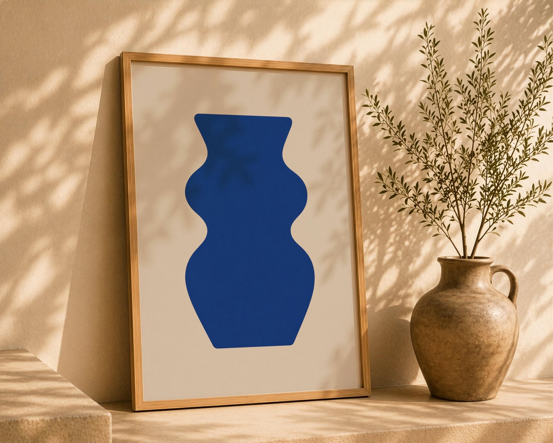 Contour Blue Vase Print | Abstract Minimalist Wall Art, Organic Home Decor | Framed or Unframed