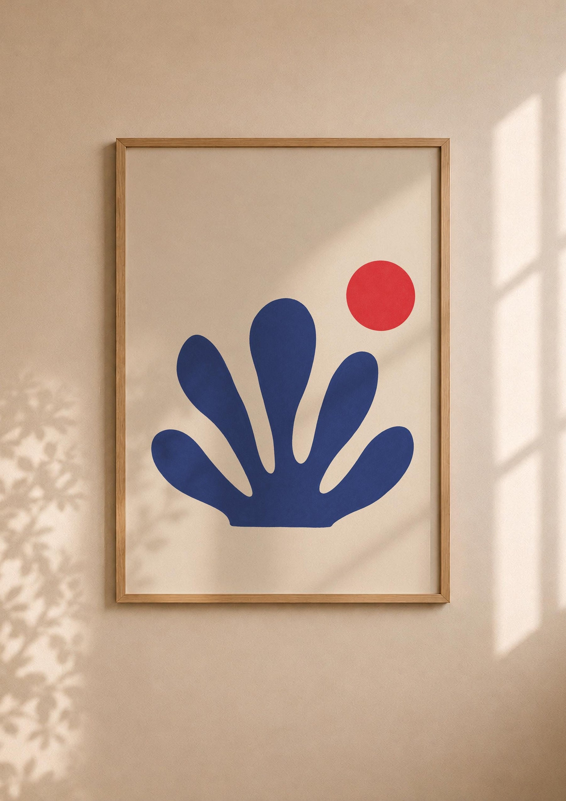Sway Blue Coral Abstract Print | Matisse Inspired Coastal Wall Art | Framed or Unframed