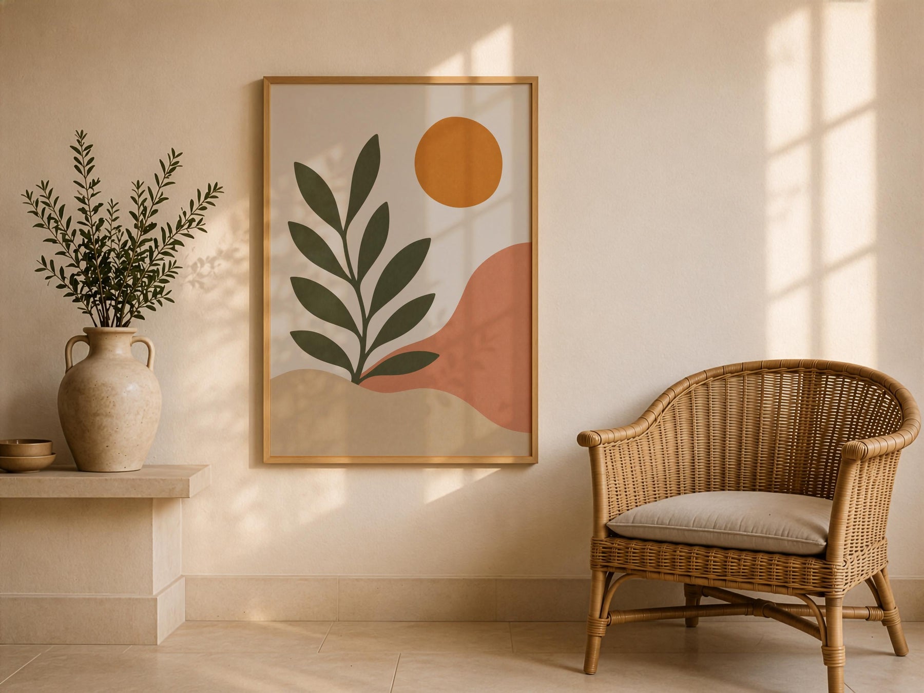 Sierra Botanical Print | Minimalist Desert Hills Wall Art, Neutral Room Decor | Framed or Unframed