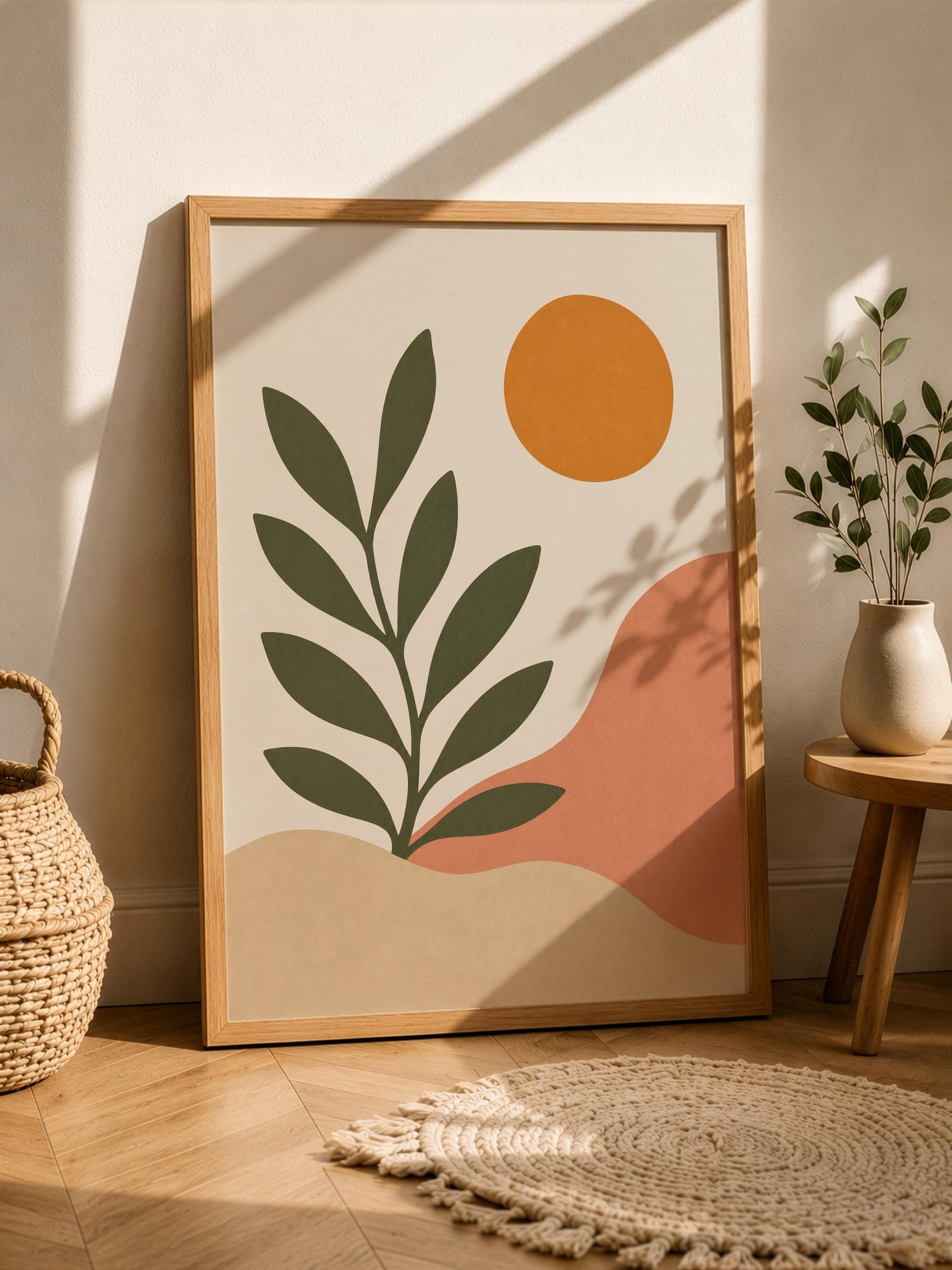 Sierra Botanical Print | Minimalist Desert Hills Wall Art, Neutral Room Decor | Framed or Unframed