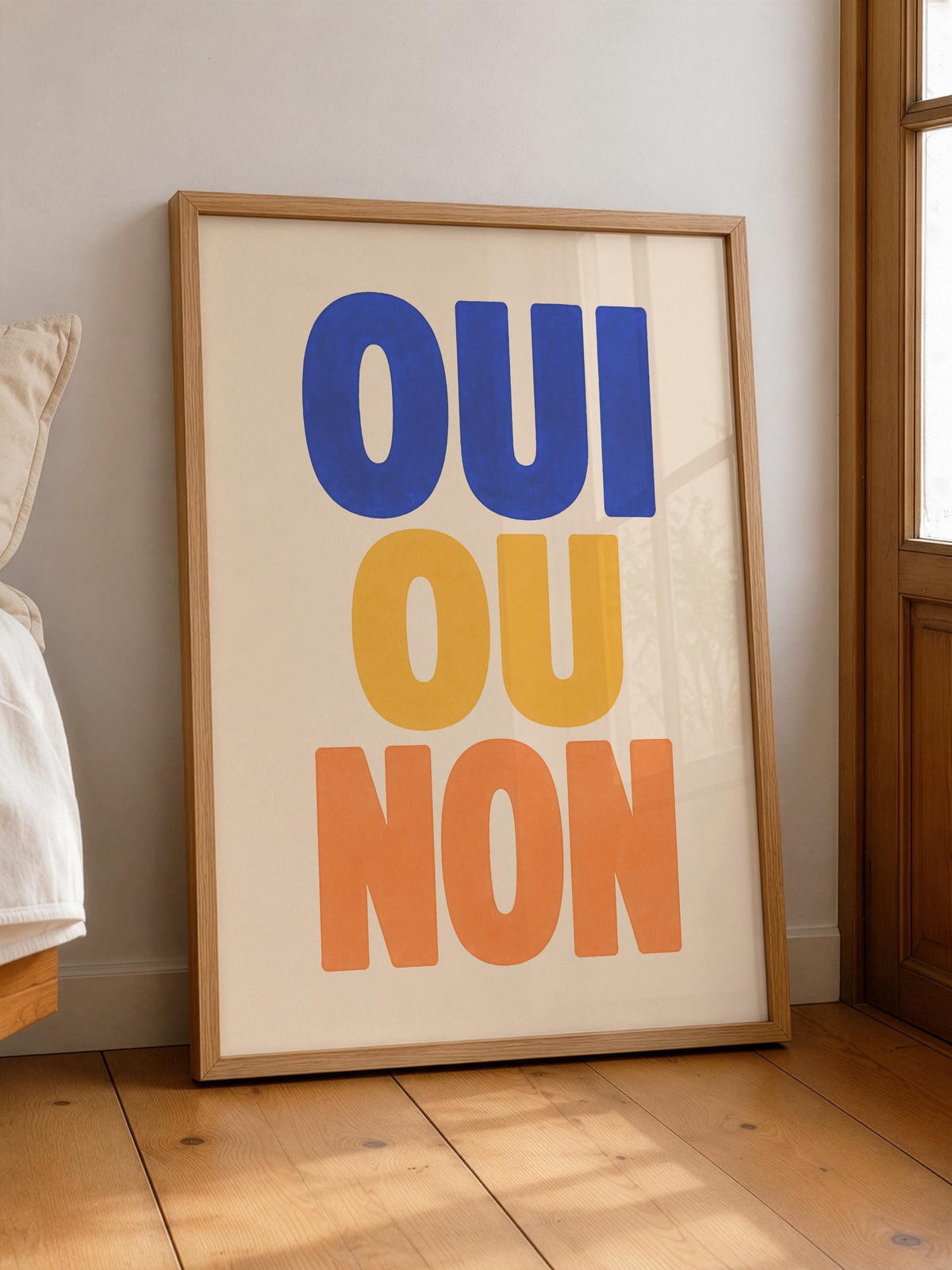Oui Ou Non Print | Hand-Painted French Typography Wall Art | Framed or Unframed