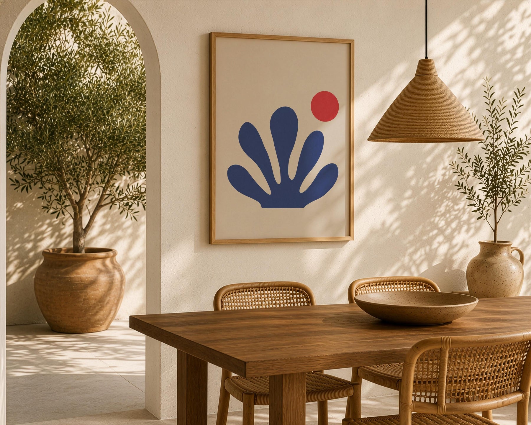 Sway Blue Coral Abstract Print | Matisse Inspired Coastal Wall Art | Framed or Unframed