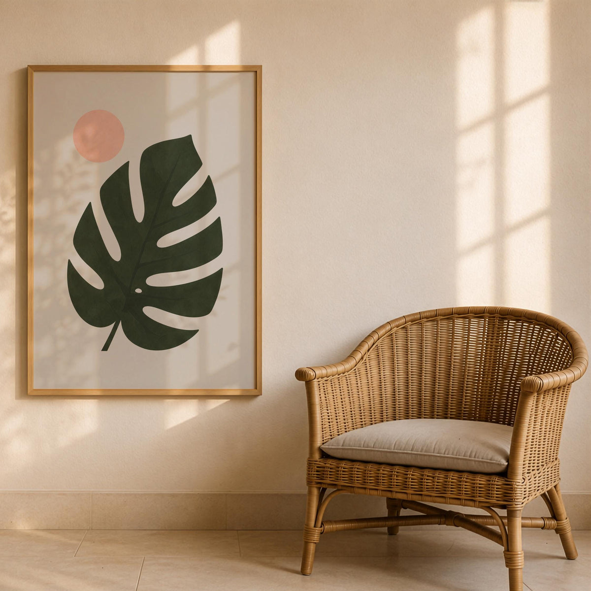 Ombré Monstera Leaf Print | Botanical Wall Art, Organic Modern Decor | Framed or Unframed