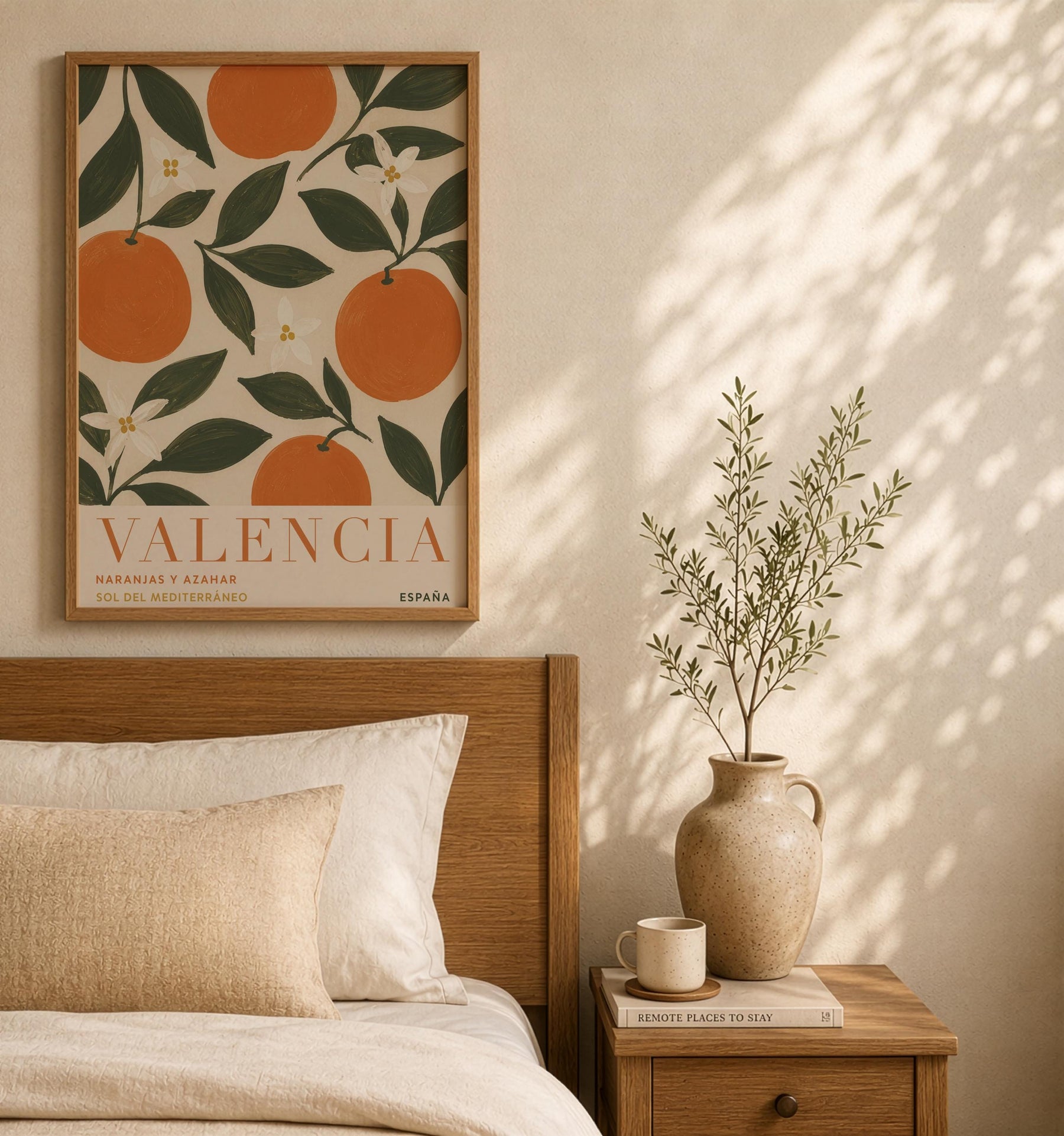Valencia Orange Print | Hand-Painted Citrus Wall Art, Mediterranean Travel Poster | Framed or Unframed