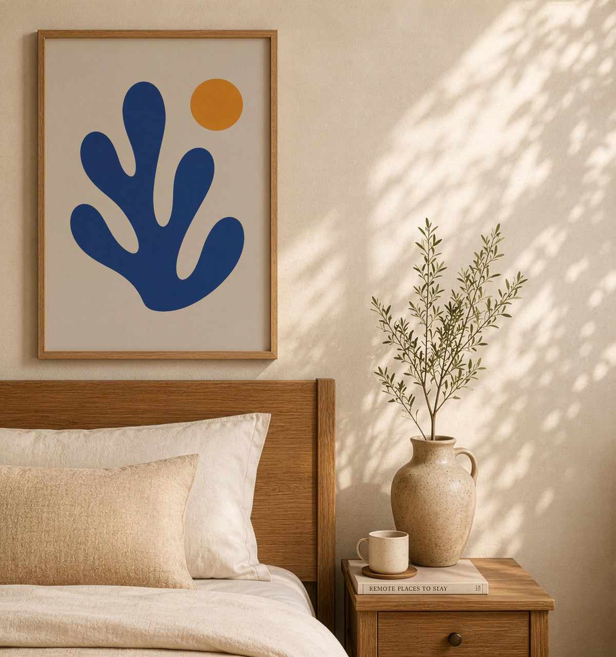 Drift Abstract Blue Coral Print | Matisse Inspired Modern Coastal Wall Art | Framed or Unframed