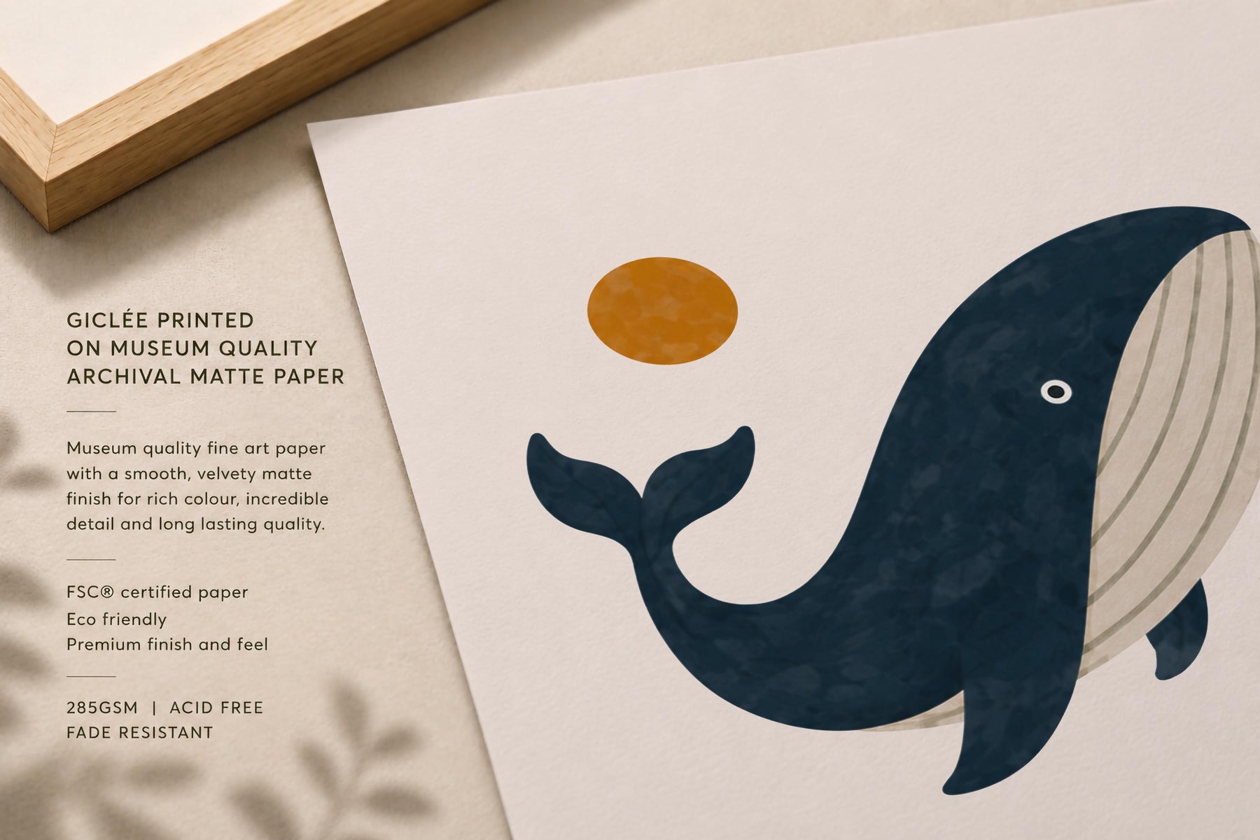 Personalised Whale Nursery Print | Ocean Animal Illustrated Wall Art | Framed or Unframed