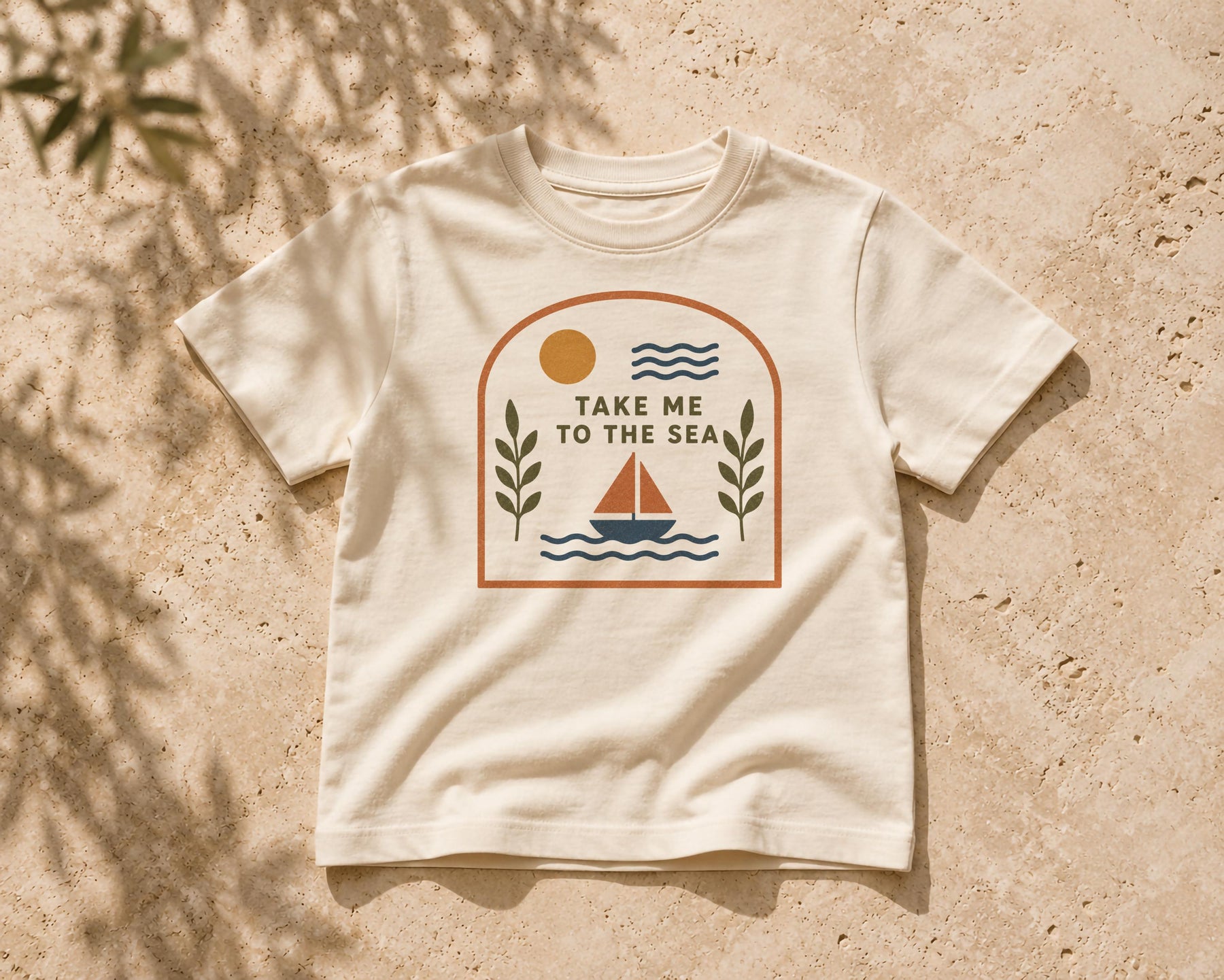 Kids Organic Cotton T-Shirt | Mediterranean Sailboat Graphic Tee Summer Holiday