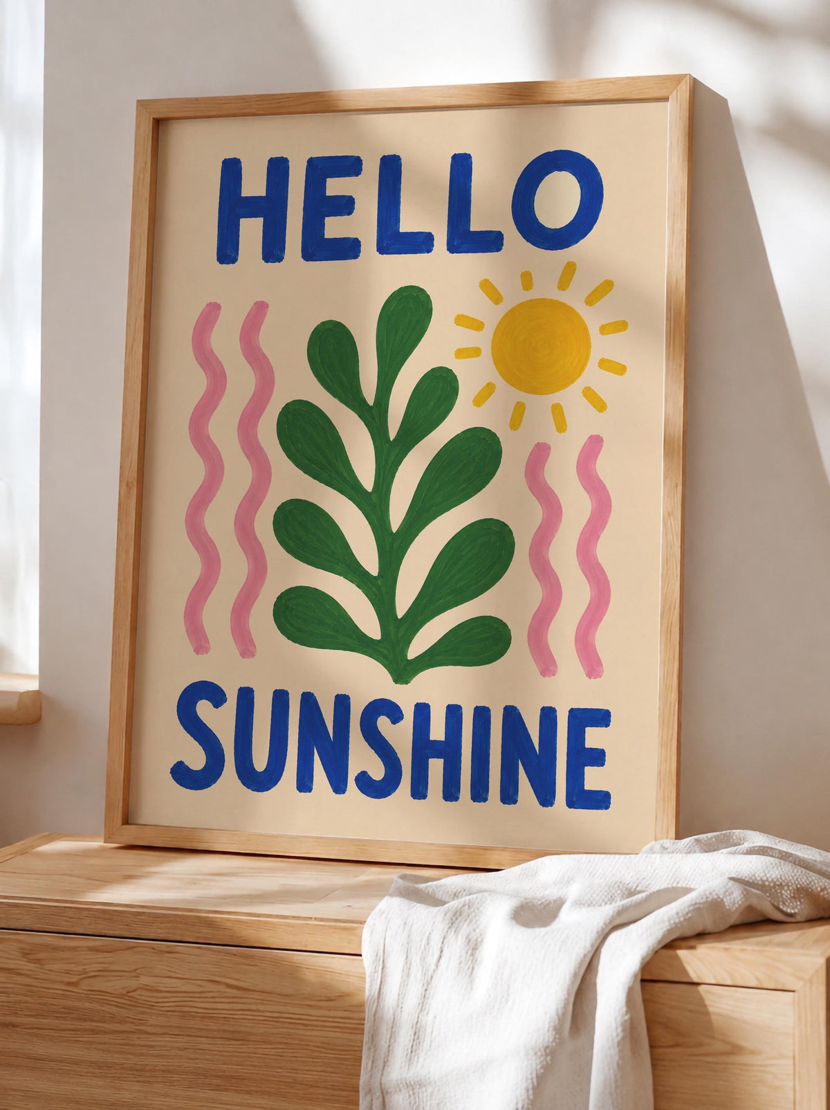 Hello Sunshine Print | Colourful Hand-Painted Botanical Wall Art Decor | Framed or Unframed