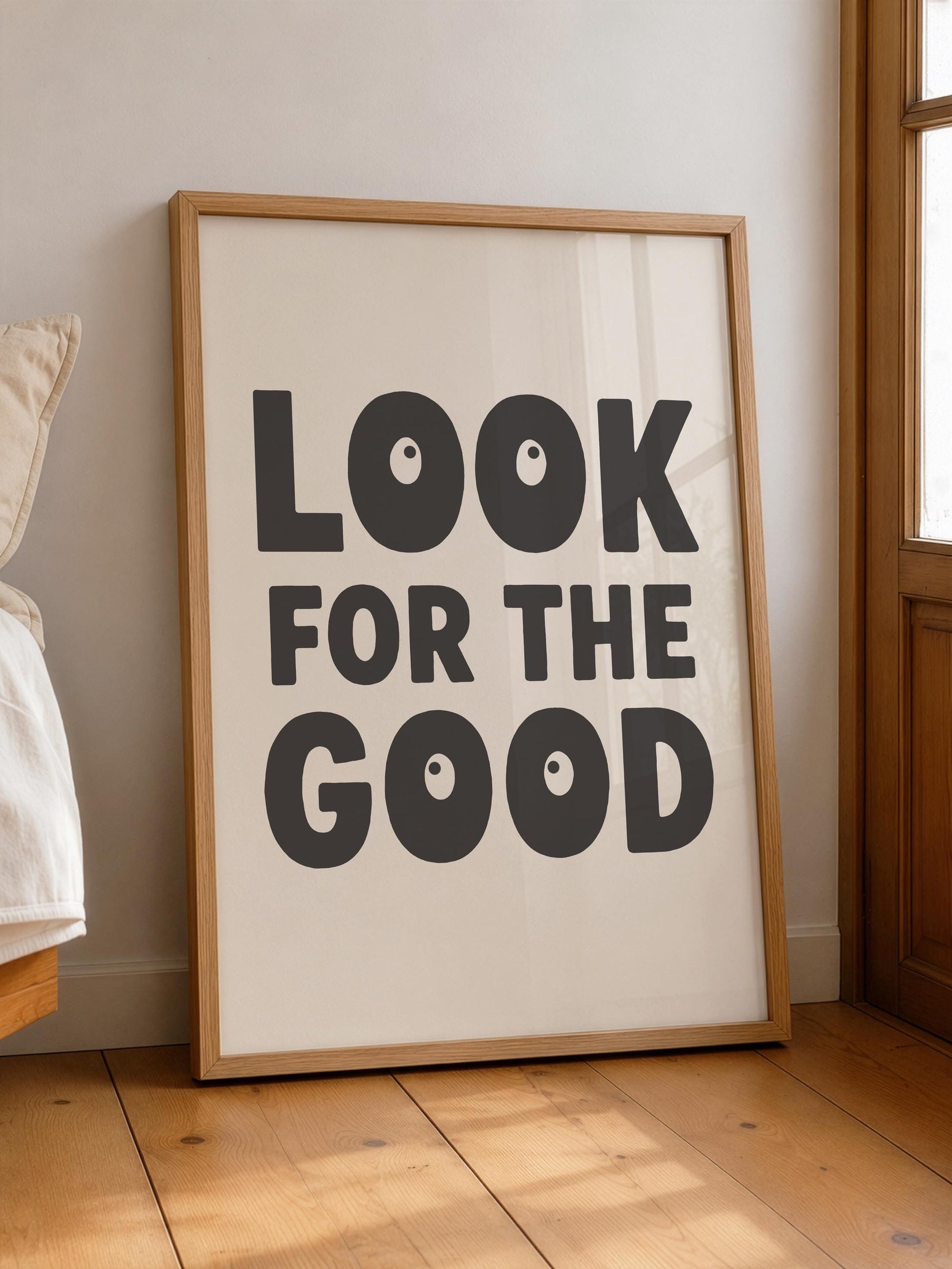 Positive Typography Print | Look For The Good | Modern Hand-Painted Wall Art | Framed or Unframed
