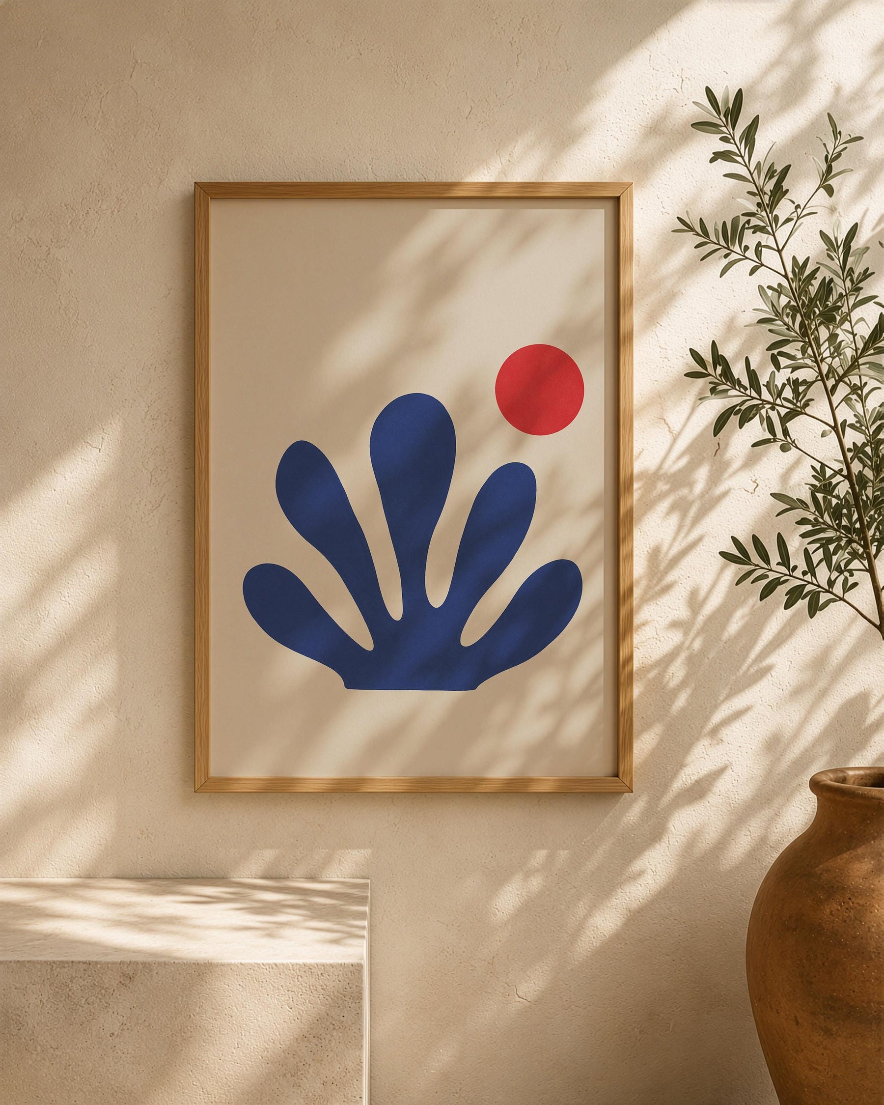 Sway Blue Coral Abstract Print | Matisse Inspired Coastal Wall Art | Framed or Unframed