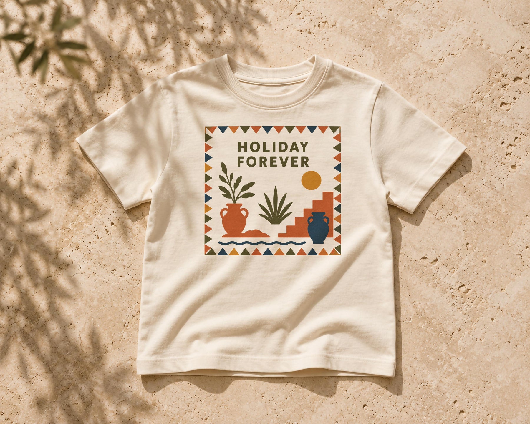 Kids Organic Cotton T-Shirt | Mediterranean Graphic Tee, Summer Holiday Clothing