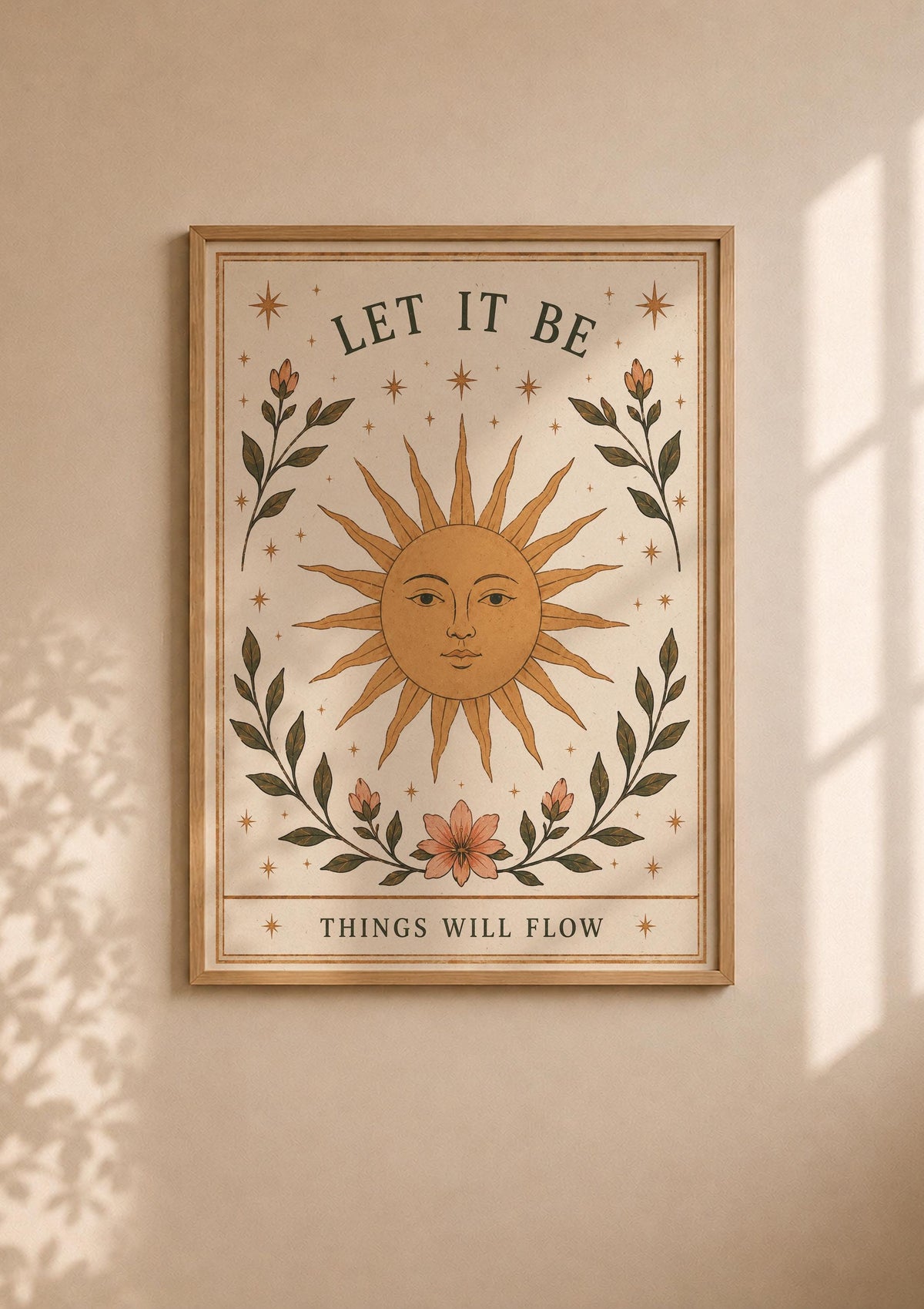 Inspirational Sun Wall Art Print | Folk Illustration, Boho Bedroom Decor | Framed or Unframed