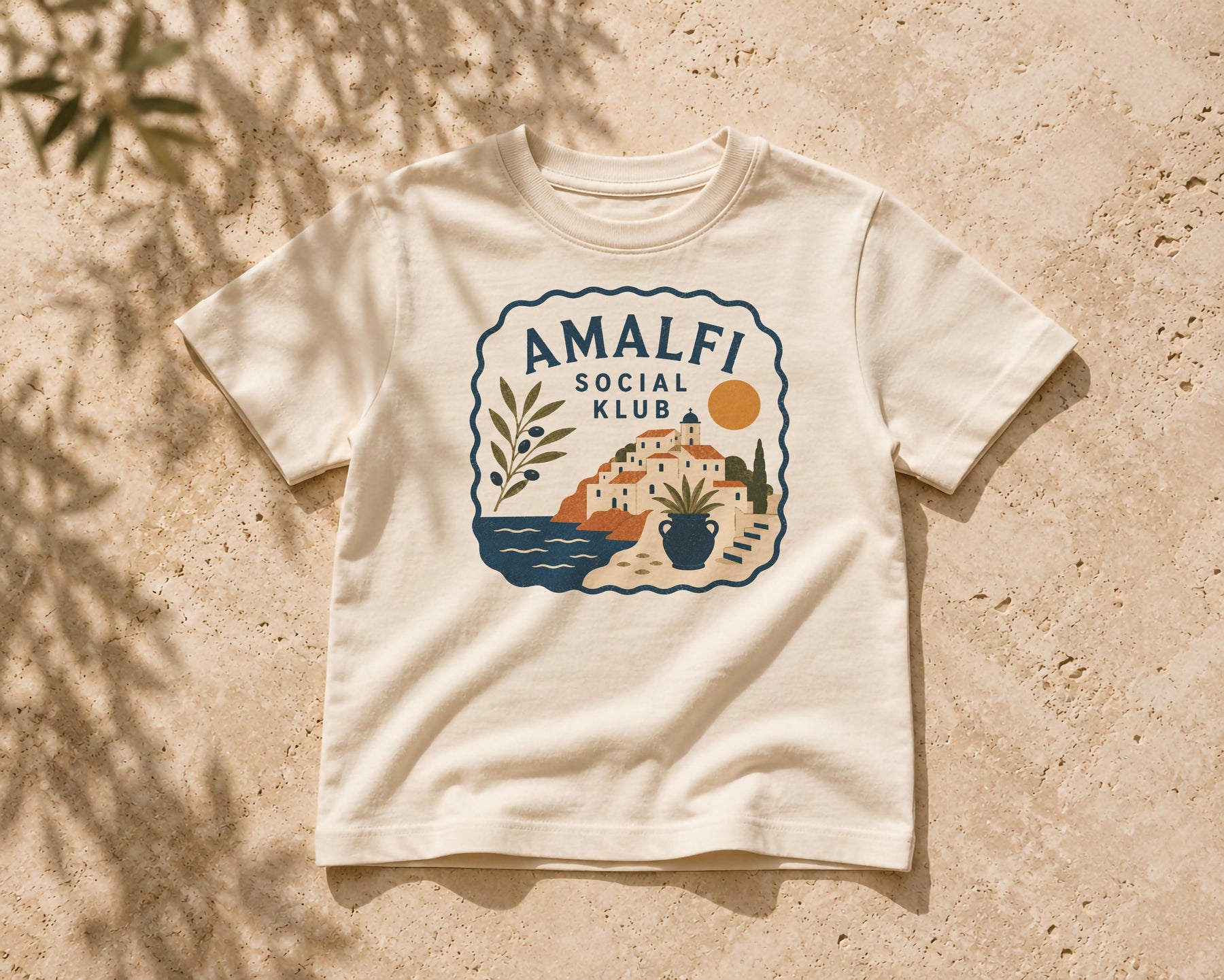 Kids Organic Cotton T-Shirt | Amalfi Coast Graphic Tee, Summer Holiday Shirt