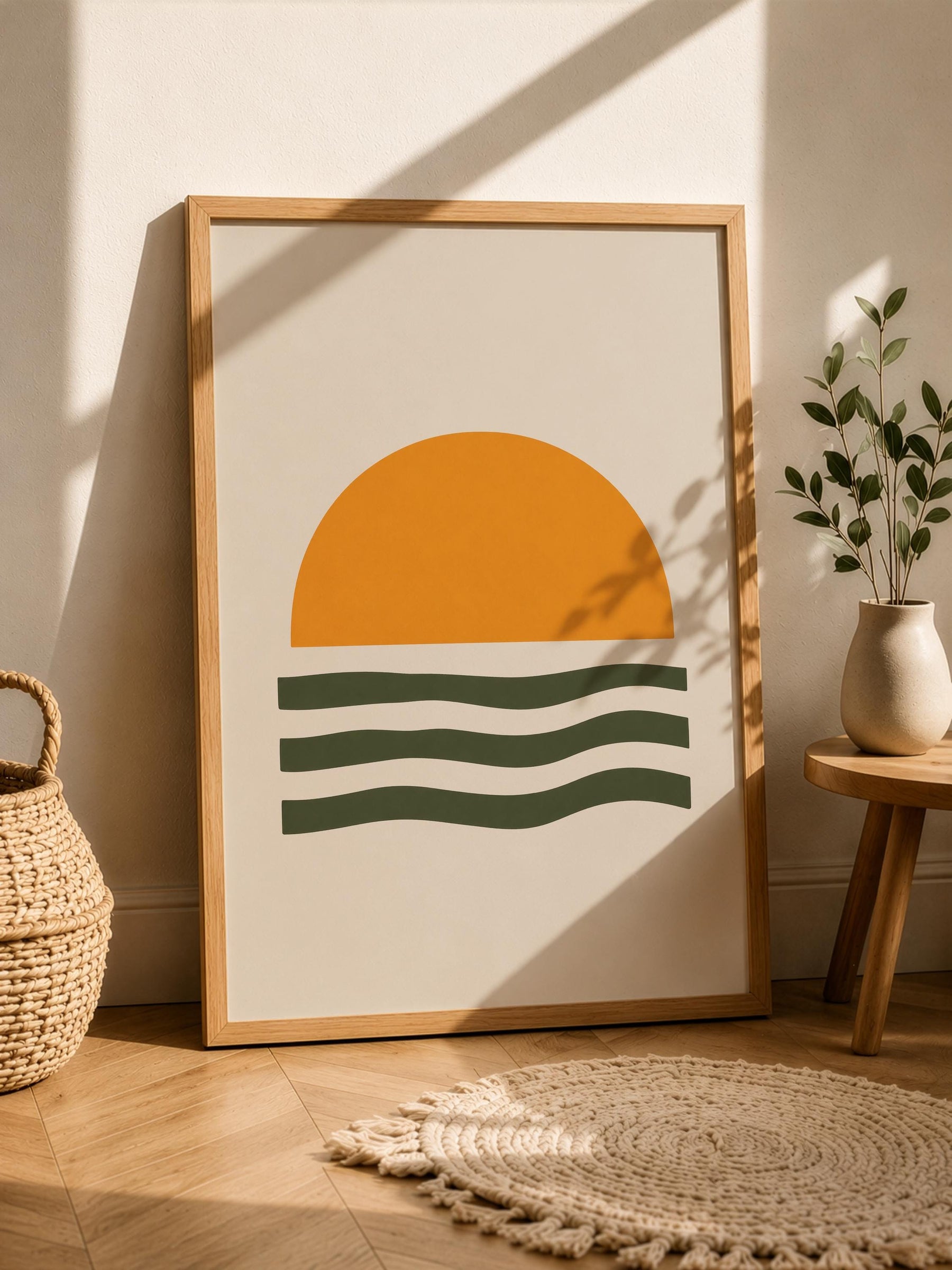 Helios Sunset Sea Print | Minimalist Coastal Abstract Wall Art | Framed or Unframed