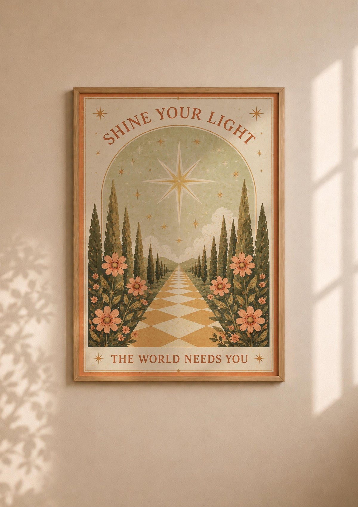 Celestial Folk Art Print | Positive Message Inspirational Star Illustration | Framed or Unframed