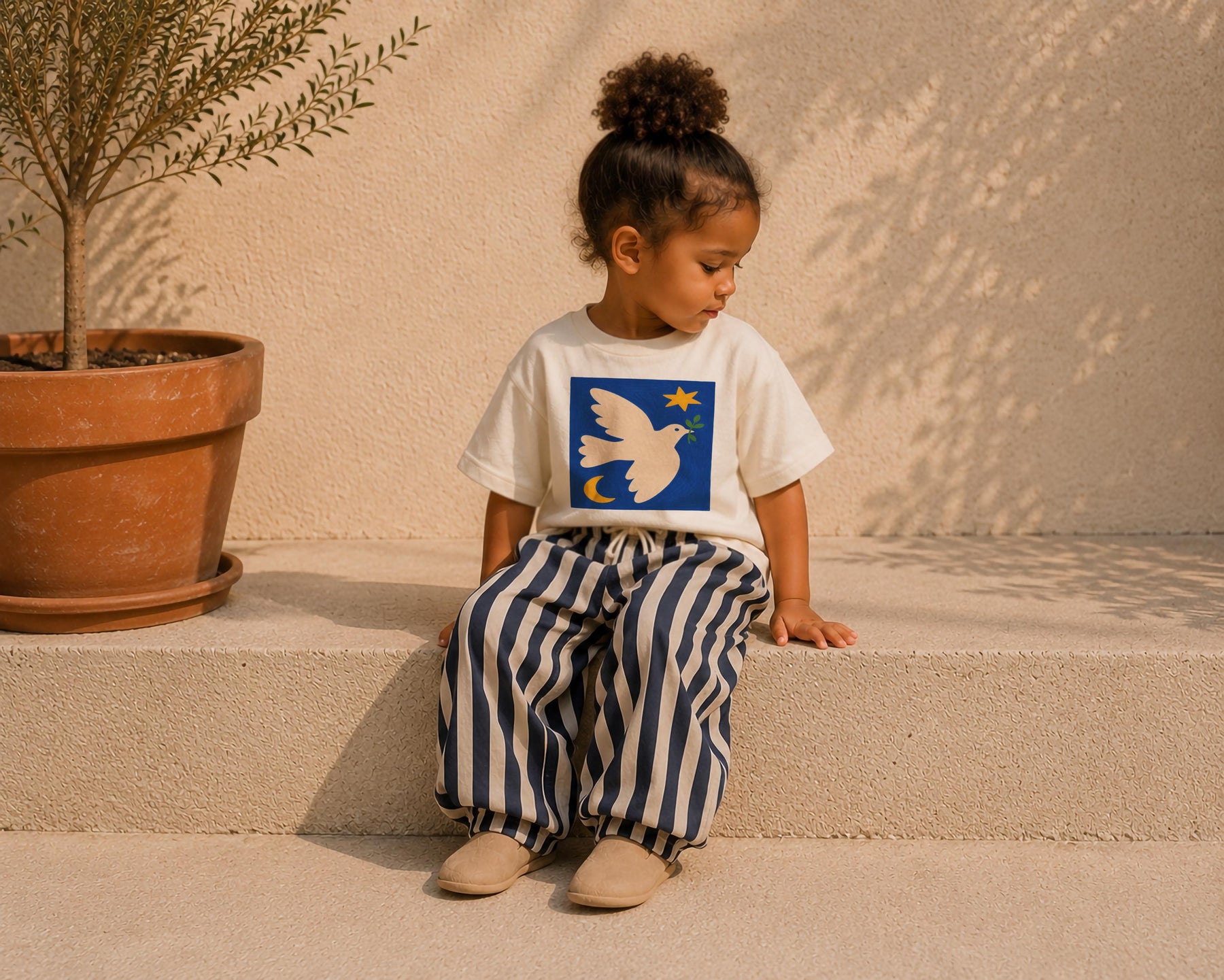 Folk Art Bird Kids T-Shirt | Organic Cotton, Hand-Painted Peace Dove Graphic Tee