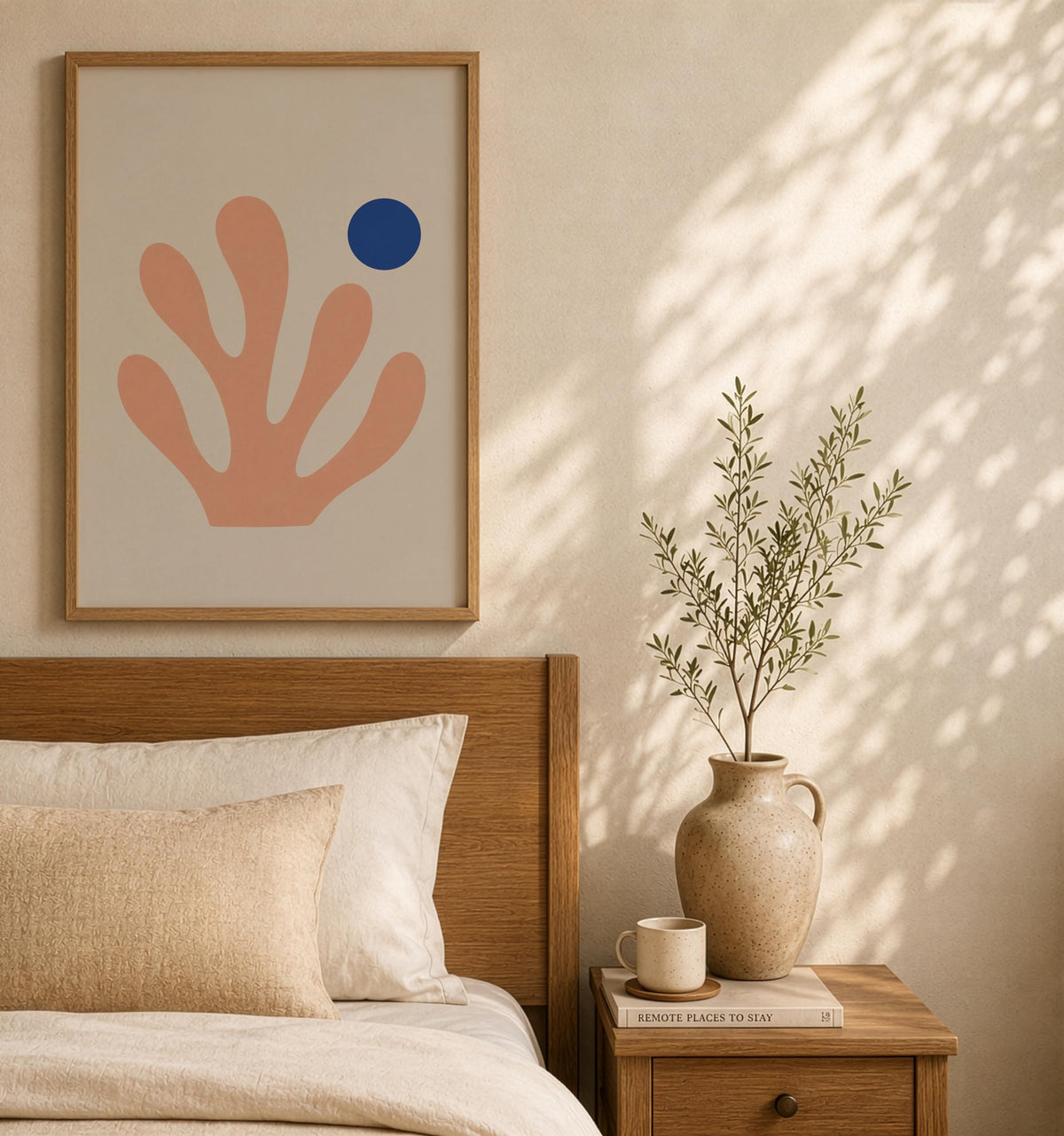 Maris Pink Coral Print | Blue Pearl Coastal Botanical Wall Art | Framed or Unframed