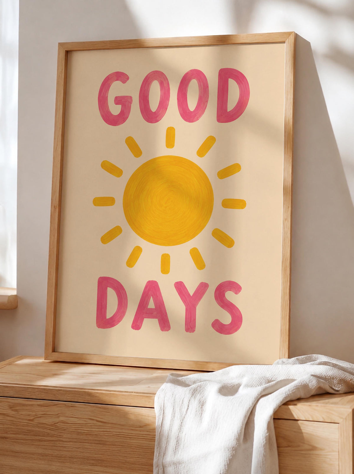 Good Days Hand-Painted Sunshine Art Print | Inspirational Modern Wall Art | Framed or Unframed