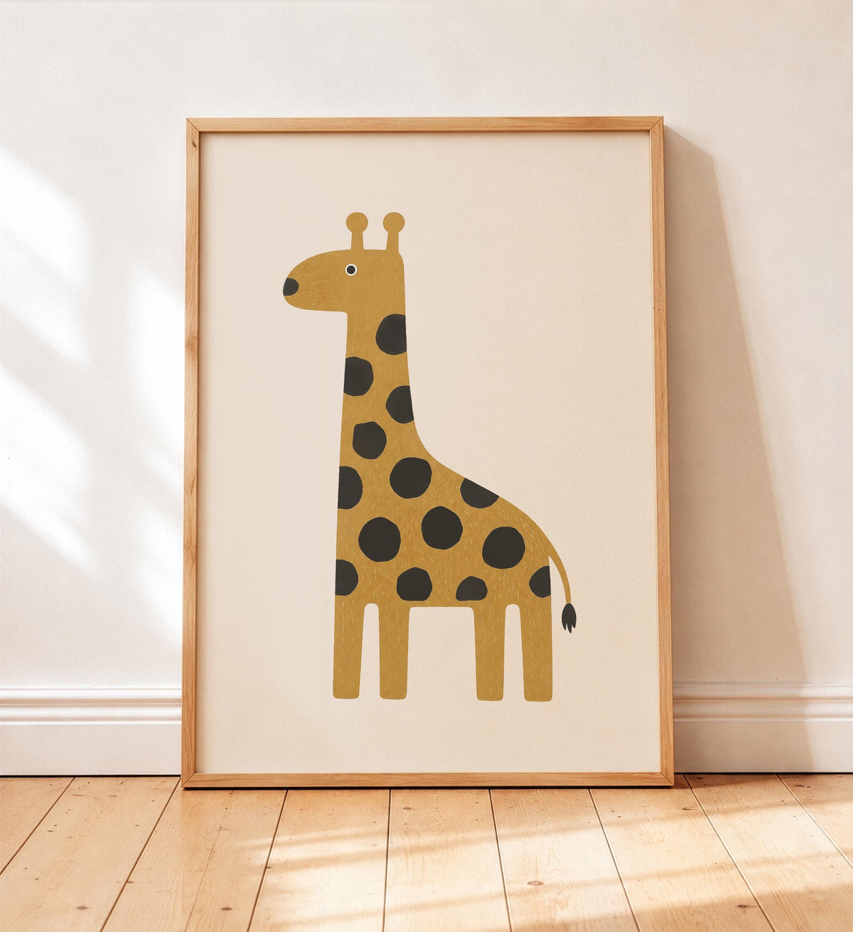 Hand-Painted Giraffe Wall Art Print | Scandinavian Safari Animal Print, Neutral Kids Room & Nursery Decor