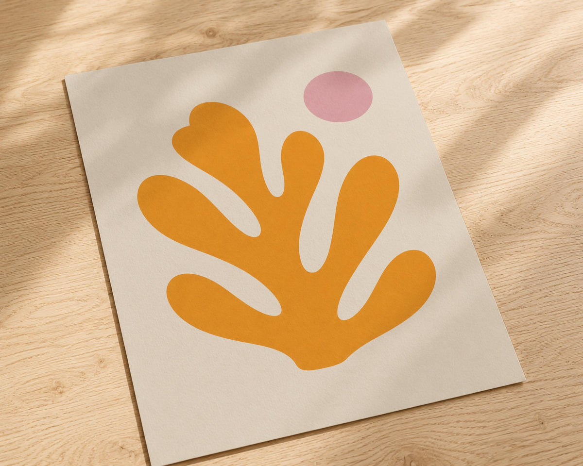 Yellow Sea Fan Print | Minimalist Coastal Botanical Wall Art (Framed or Unframed)
