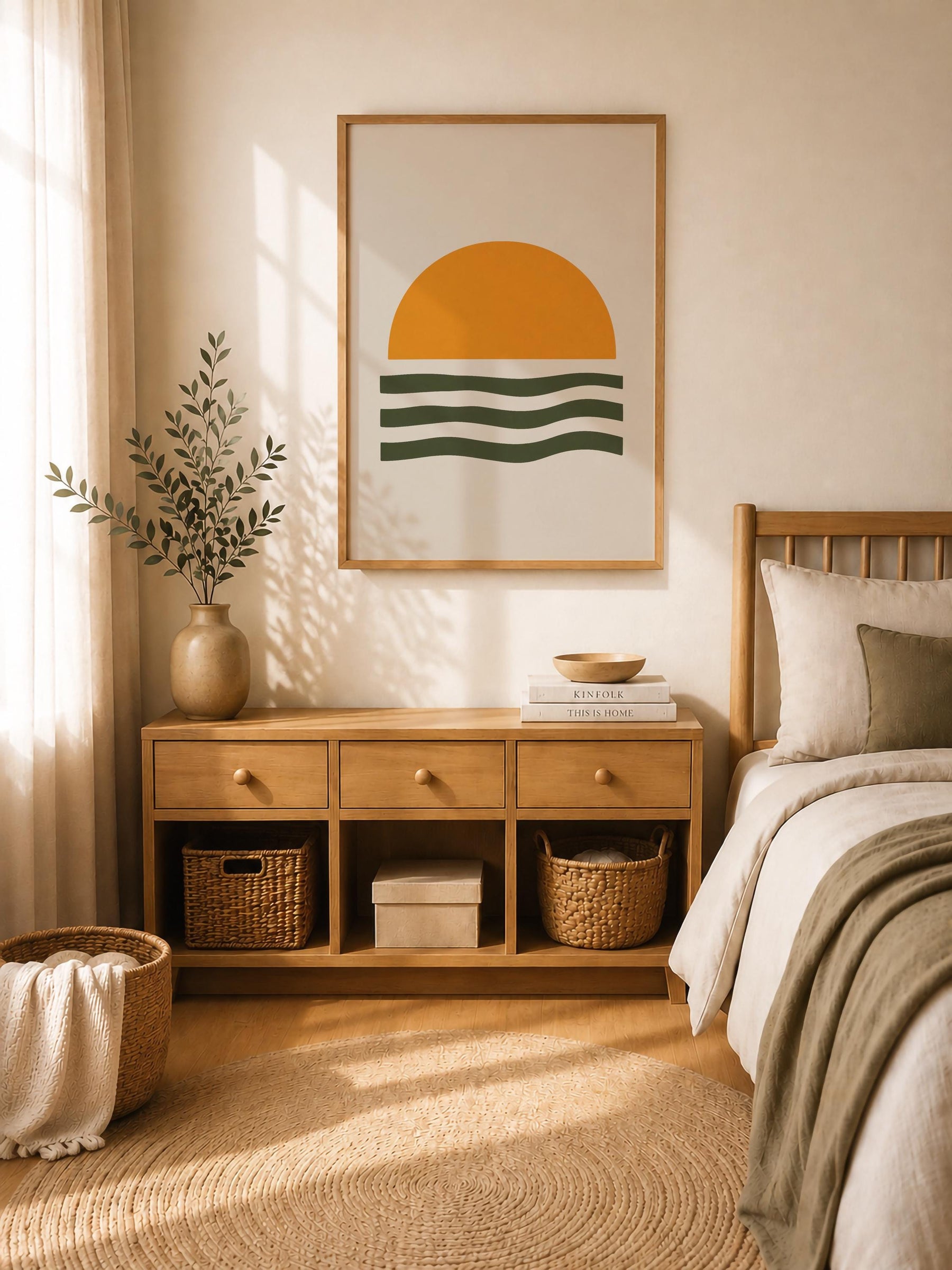Helios Sunset Sea Print | Minimalist Coastal Abstract Wall Art | Framed or Unframed