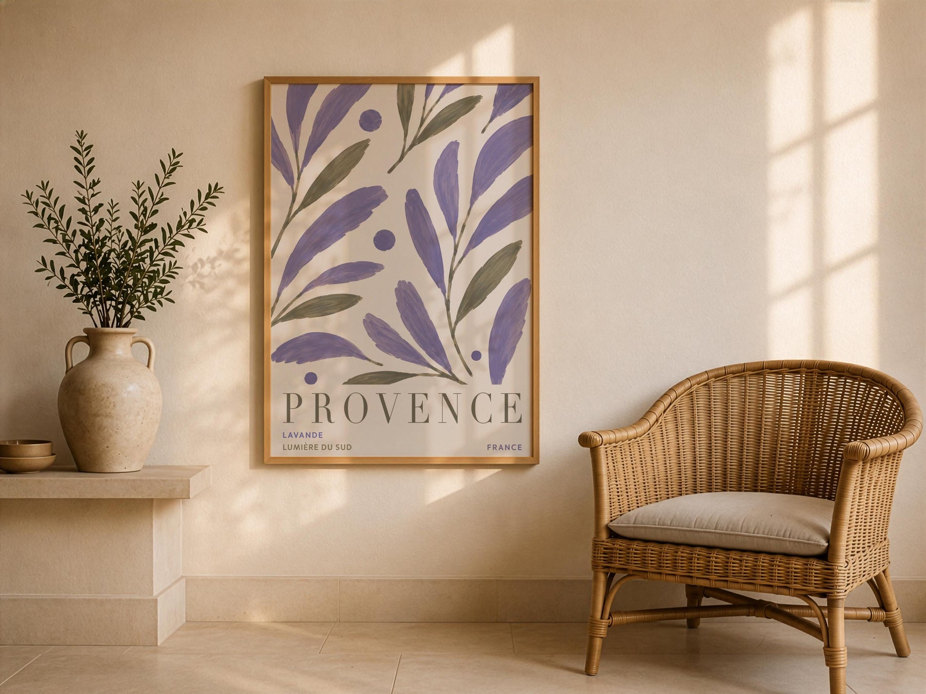 Provence Lavender Print | Hand-Painted Botanical Wall Art, French Countryside Illustration | Framed or Unframed