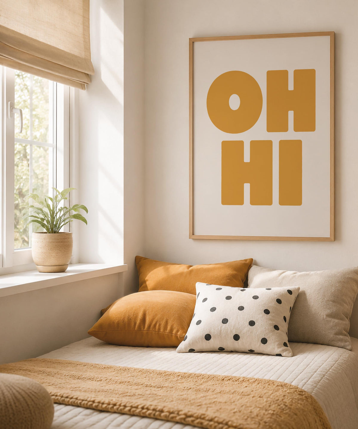 Oh Hi Typography Print | Modern Hand-Painted Wall Art | Framed or Unframed
