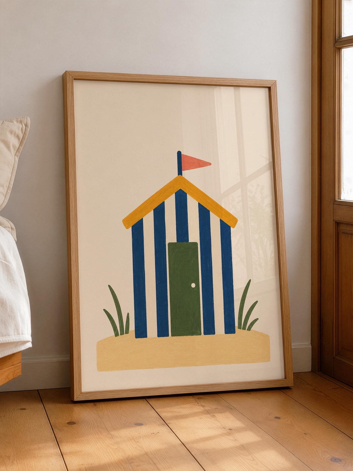 Hand-Painted Beach Hut Print | Colourful Coastal Beach House Decor | Framed or Unframed