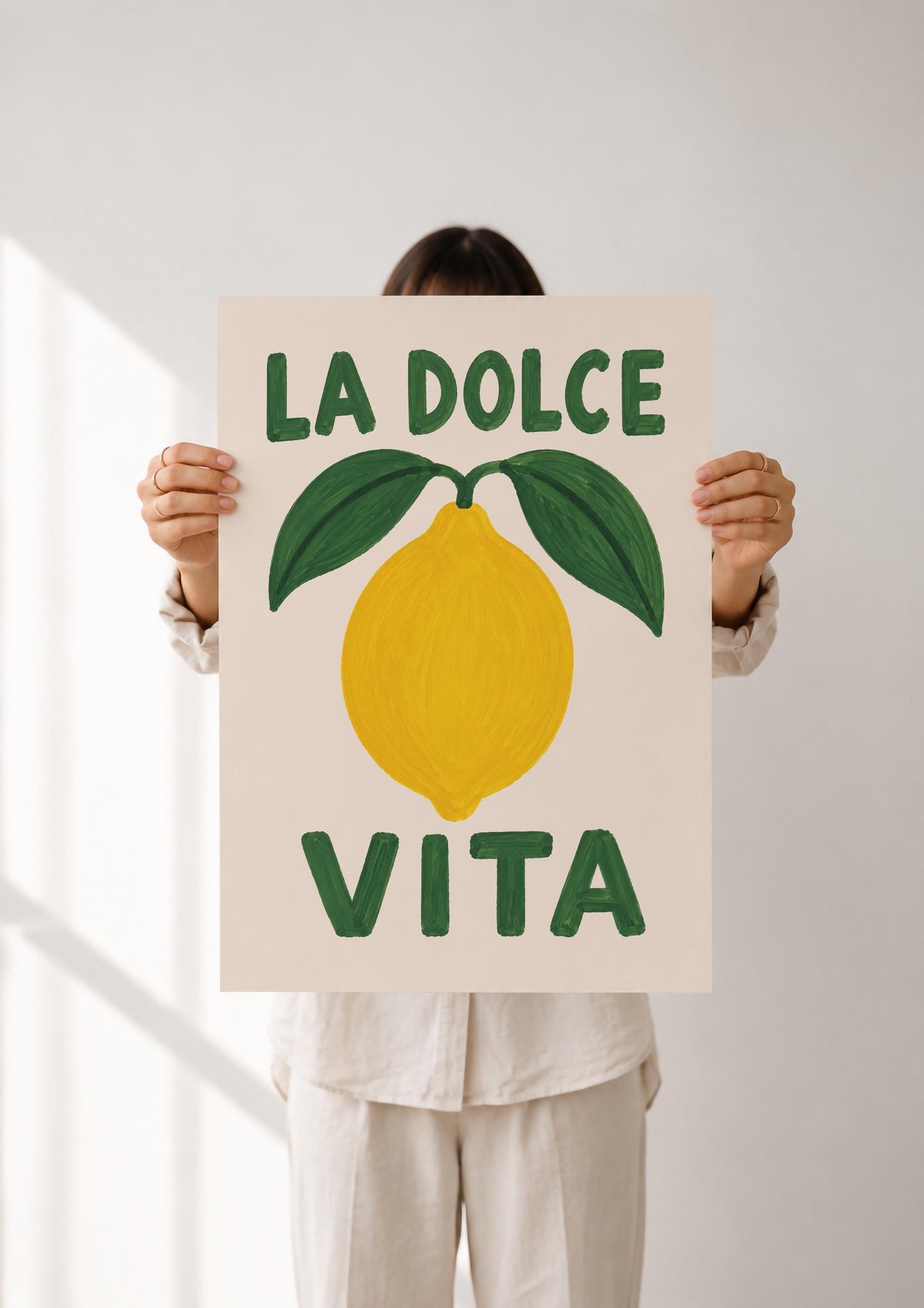 La Dolce Vita Print | Hand-Painted Italian Lemon Typography Wall Art | Framed or Unframed