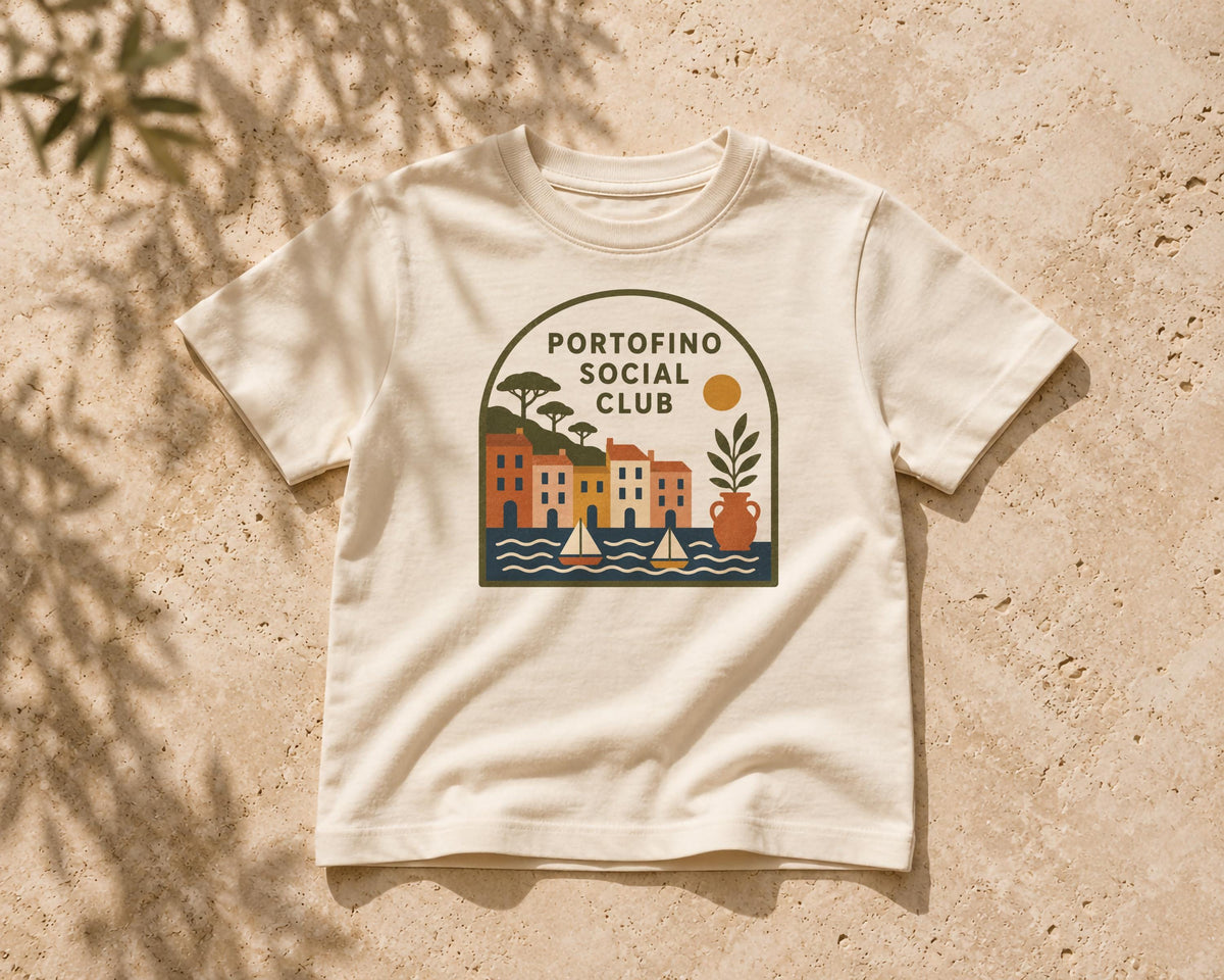 Kids Portofino Social Club T-Shirt | Organic Cotton Italian Riviera Graphic Tee