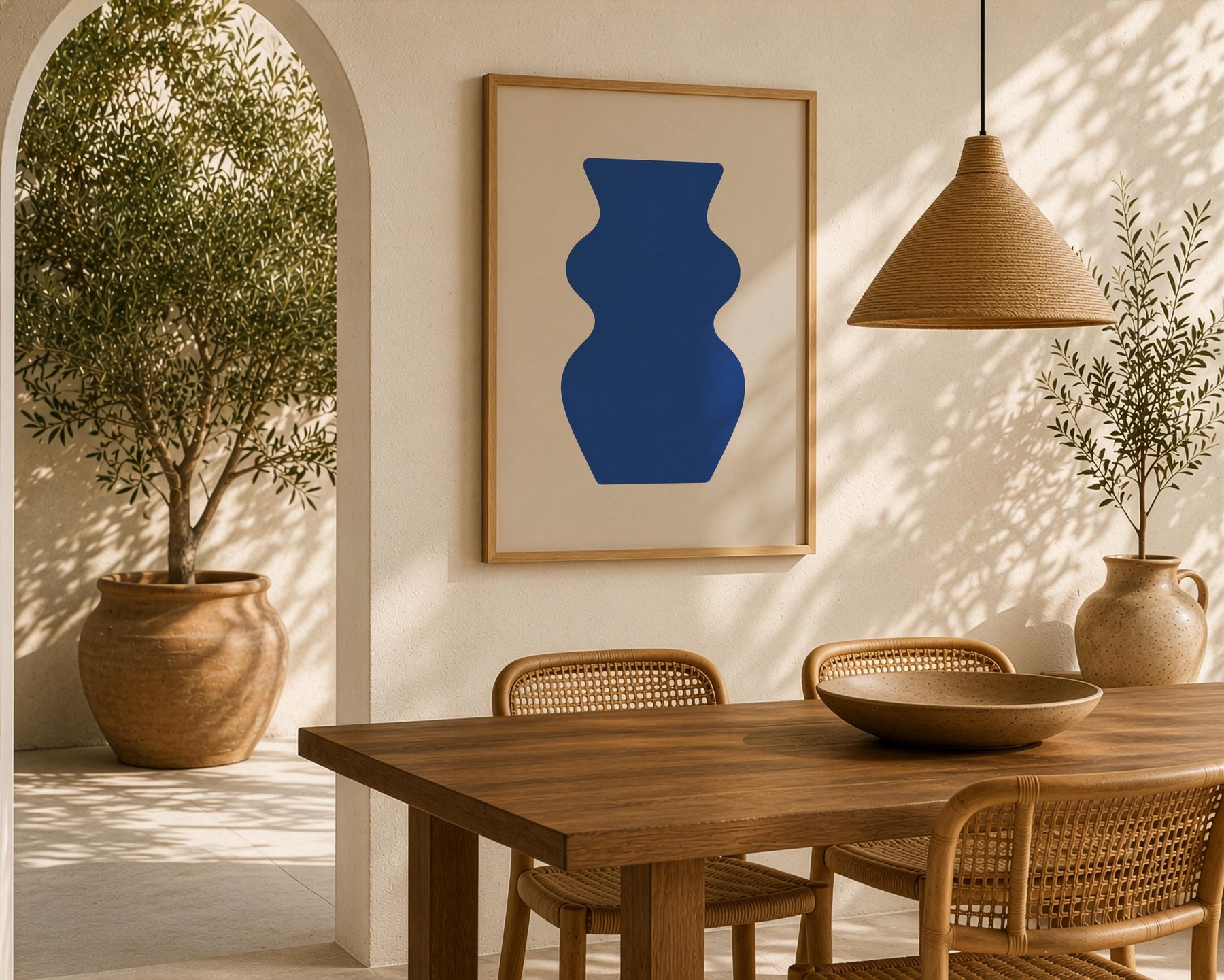 Contour Blue Vase Print | Abstract Minimalist Wall Art, Organic Home Decor | Framed or Unframed