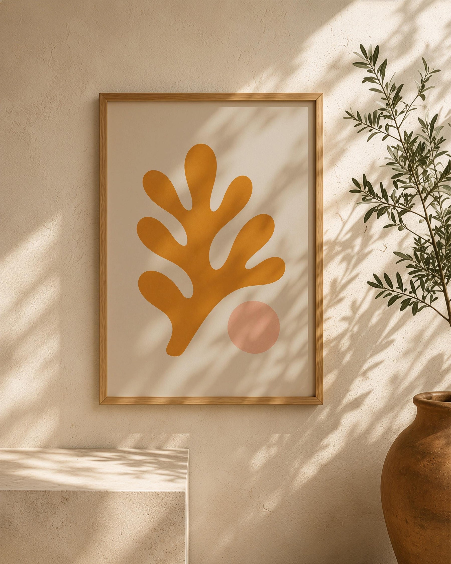 Oro Coral Print | Abstract Botanical Coastal Wall Art (Framed or Unframed)
