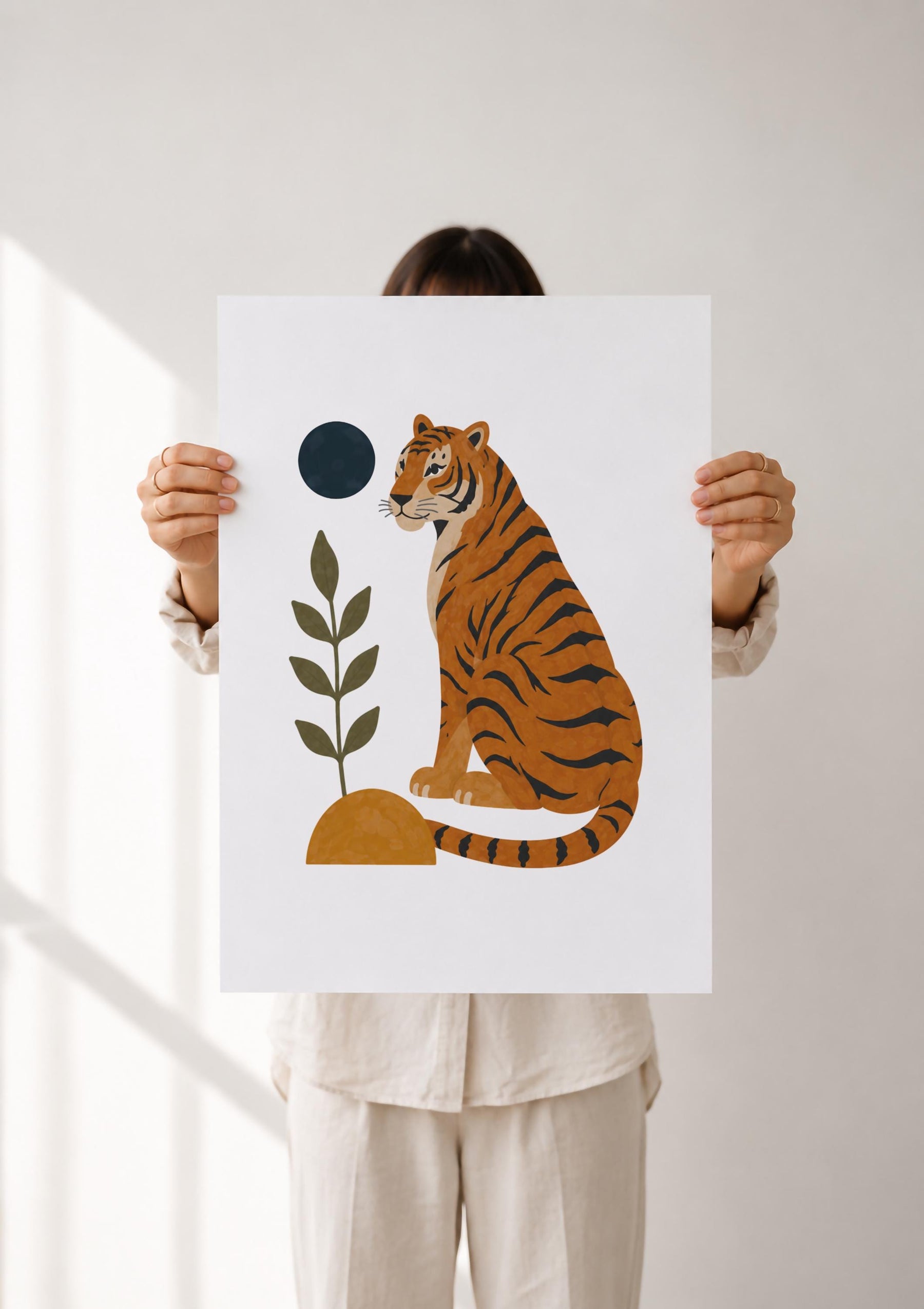 Personalised Tiger Nursery Print | Jungle Animal Illustrated Wall Art | Framed or Unframed