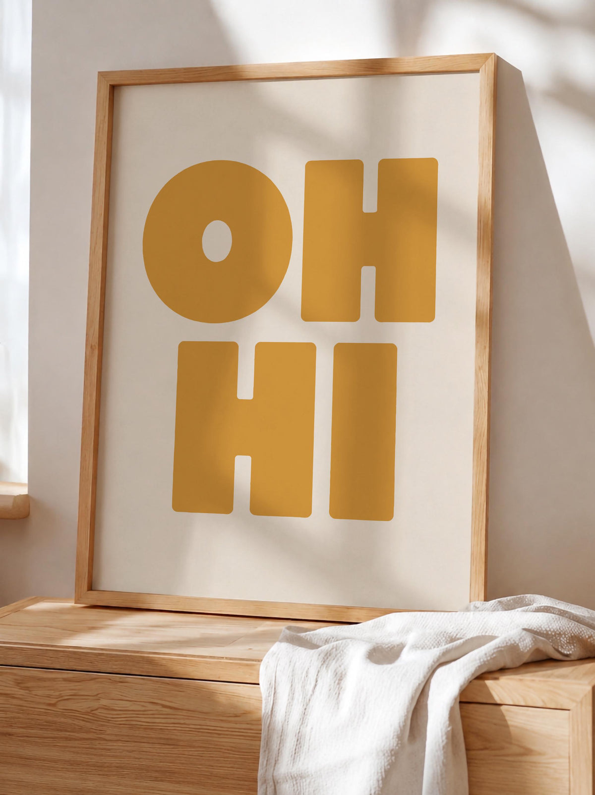 Oh Hi Typography Print | Modern Hand-Painted Wall Art | Framed or Unframed