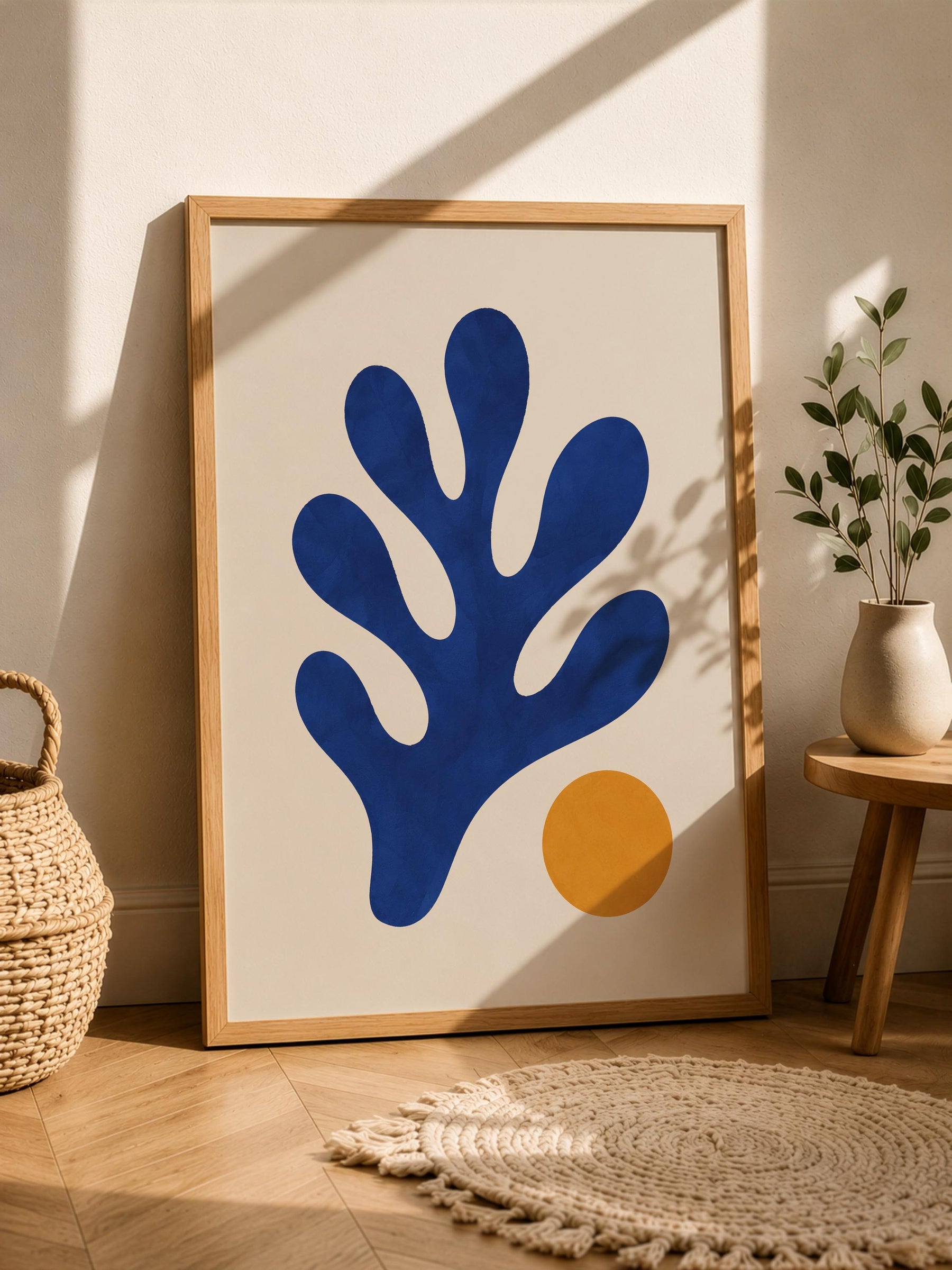 Tide Abstract Blue Coral Print | Matisse Inspired Coastal Wall Art | Framed or Unframed