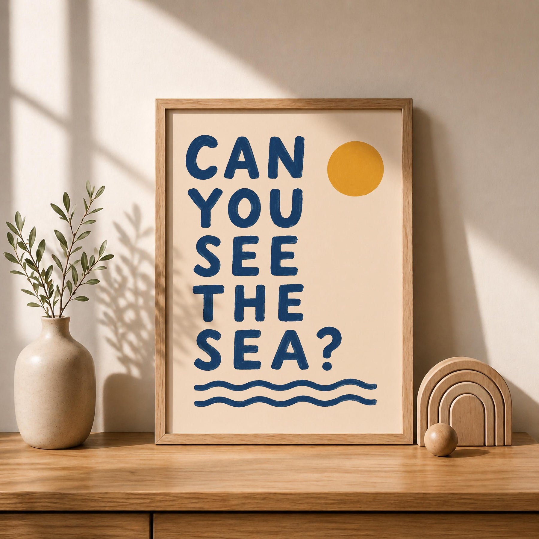 Can You See the Sea Print | Coastal Beach House Typography Wall Art | Framed or Unframed