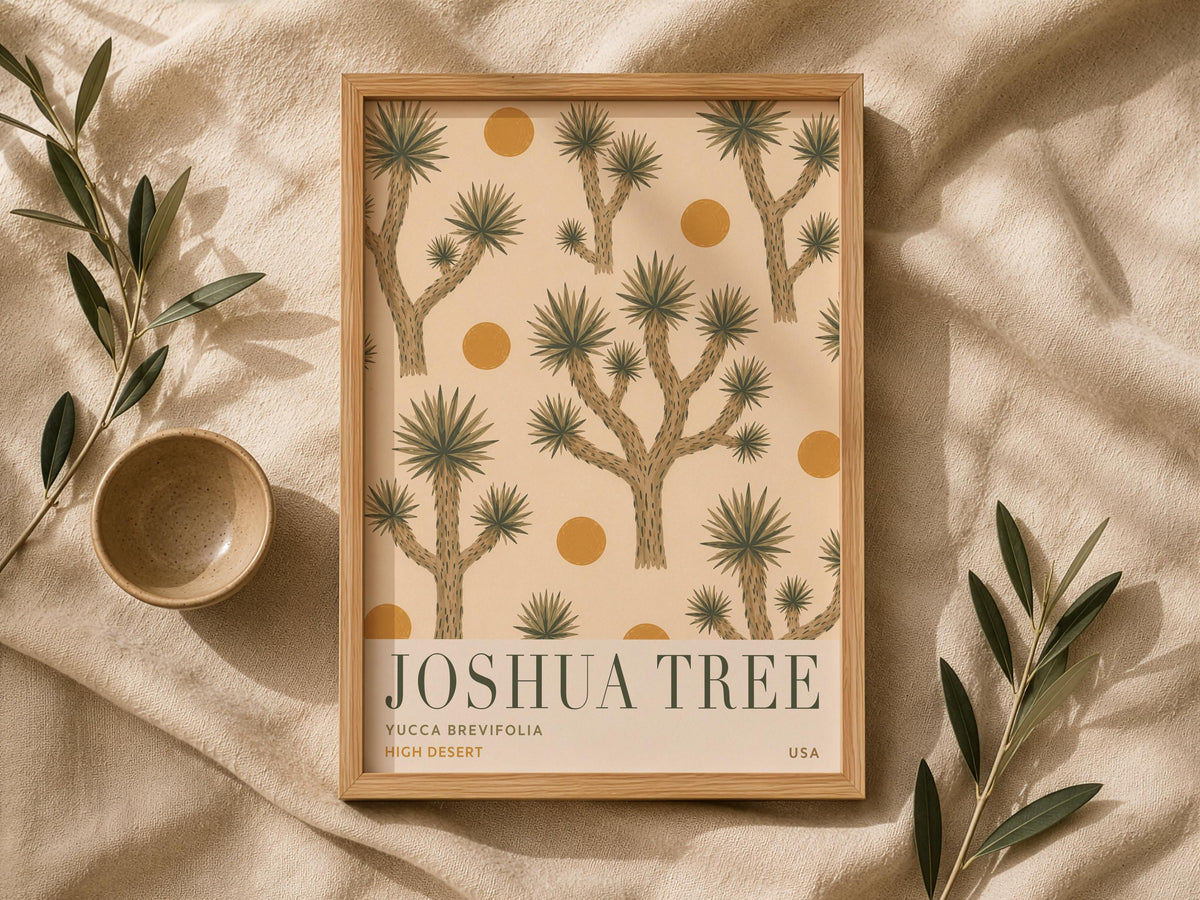 Joshua Tree Print | Desert Modern Wall Art, California Travel Poster | Framed or Unframed