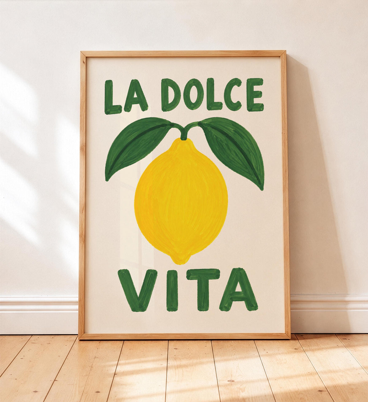La Dolce Vita Print | Hand-Painted Italian Lemon Typography Wall Art | Framed or Unframed