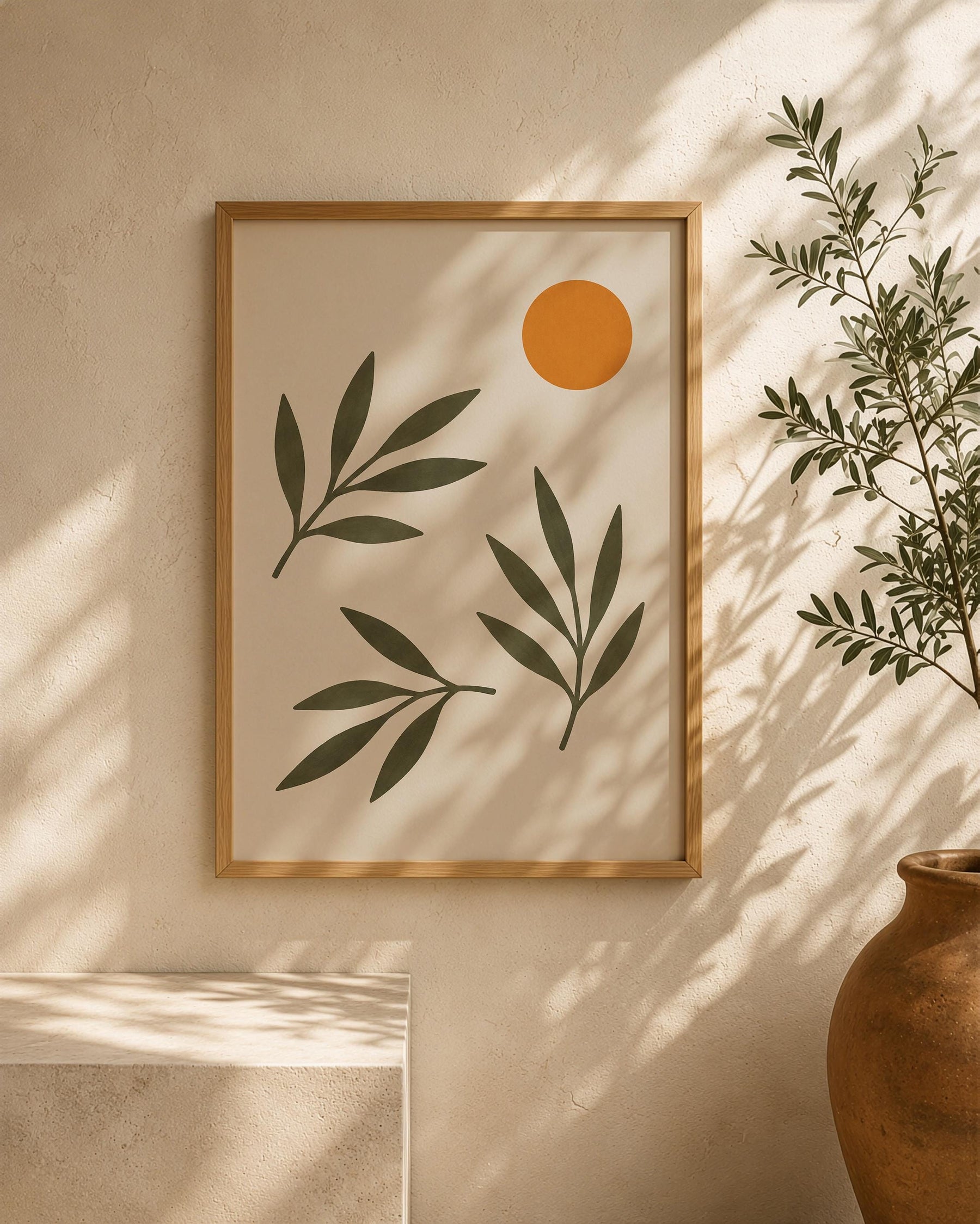 Oasis Olive Branch Print | Hand-Painted Botanical Art, Mediterranean Wall Decor | Framed or Unframed
