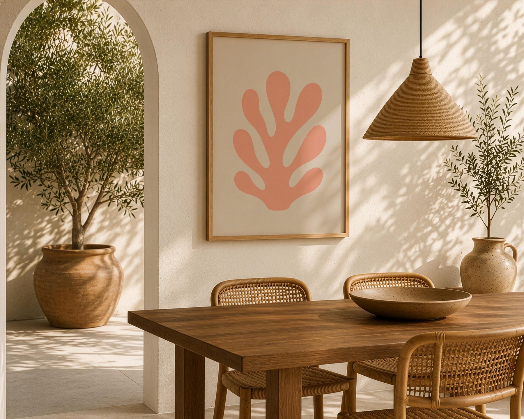Cala Pink Coral Print | Minimalist Coastal Botanical Wall Art | Framed or Unframed