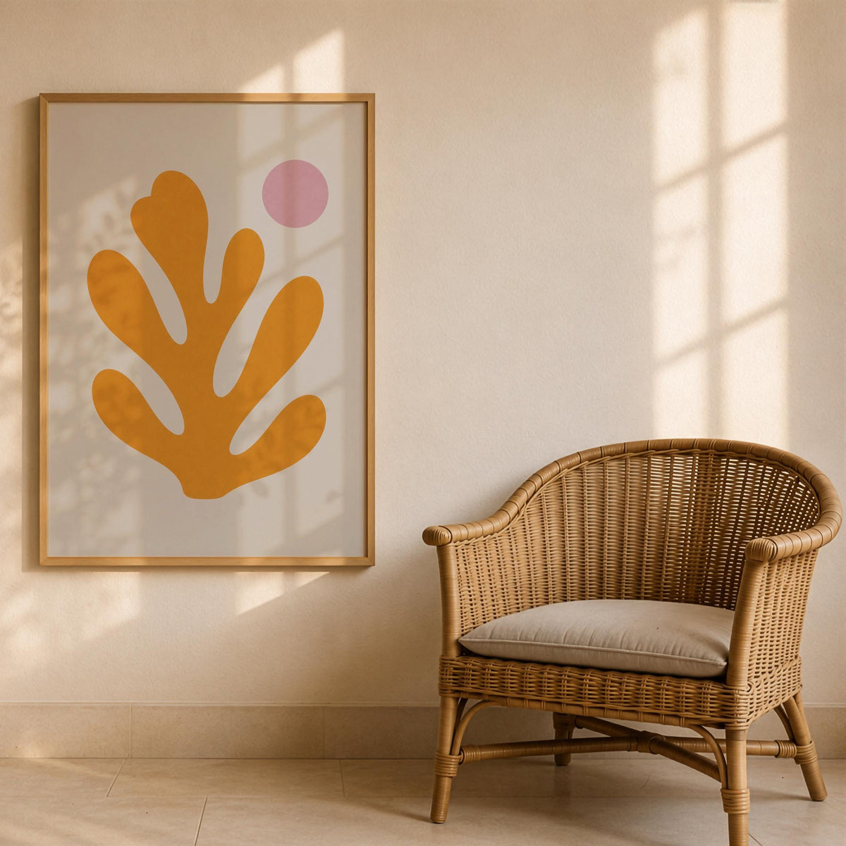 Yellow Sea Fan Print | Minimalist Coastal Botanical Wall Art (Framed or Unframed)