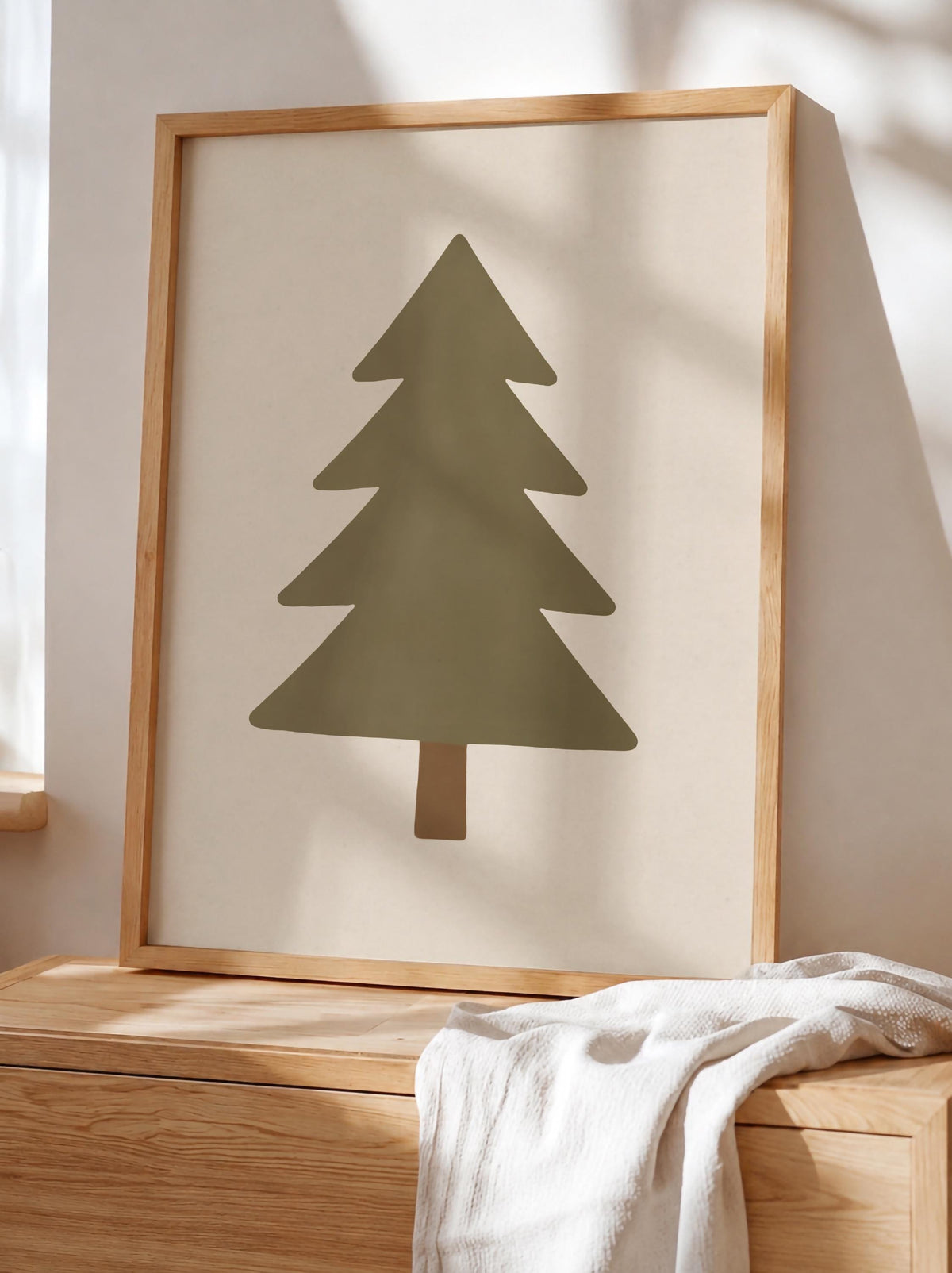 Pine Tree Print | Hand-Painted Minimalist Nature Wall Art | Framed or Unframed