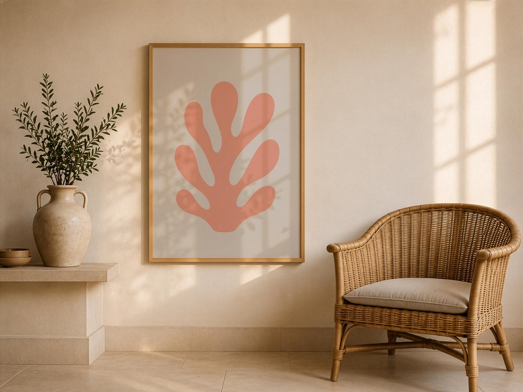 Cala Pink Coral Print | Minimalist Coastal Botanical Wall Art | Framed or Unframed