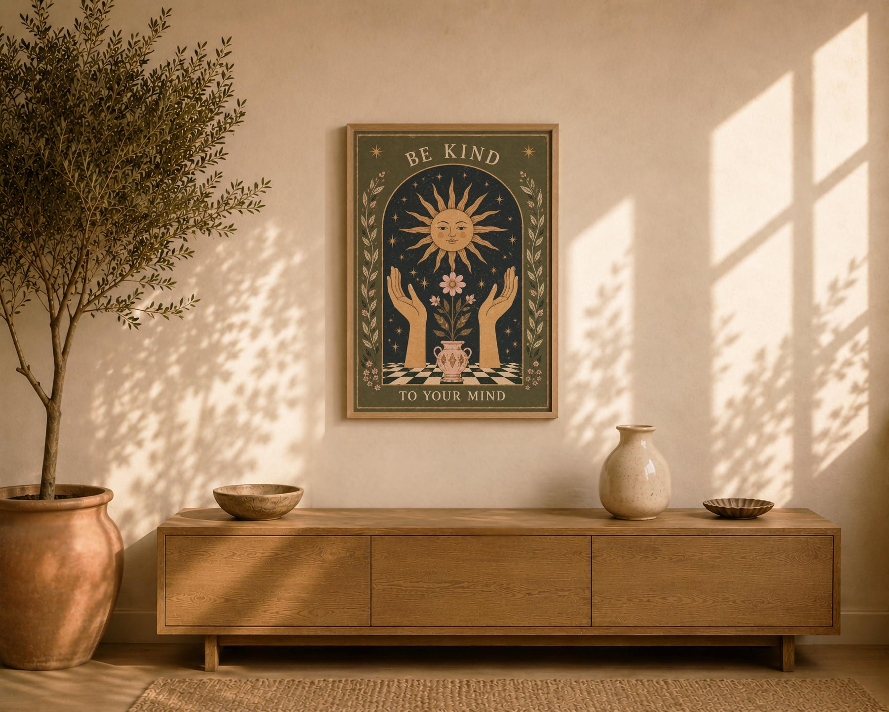 Celestial Sun Folk Art Print | Inspirational Illustrated Wall Decor | Framed or Unframed