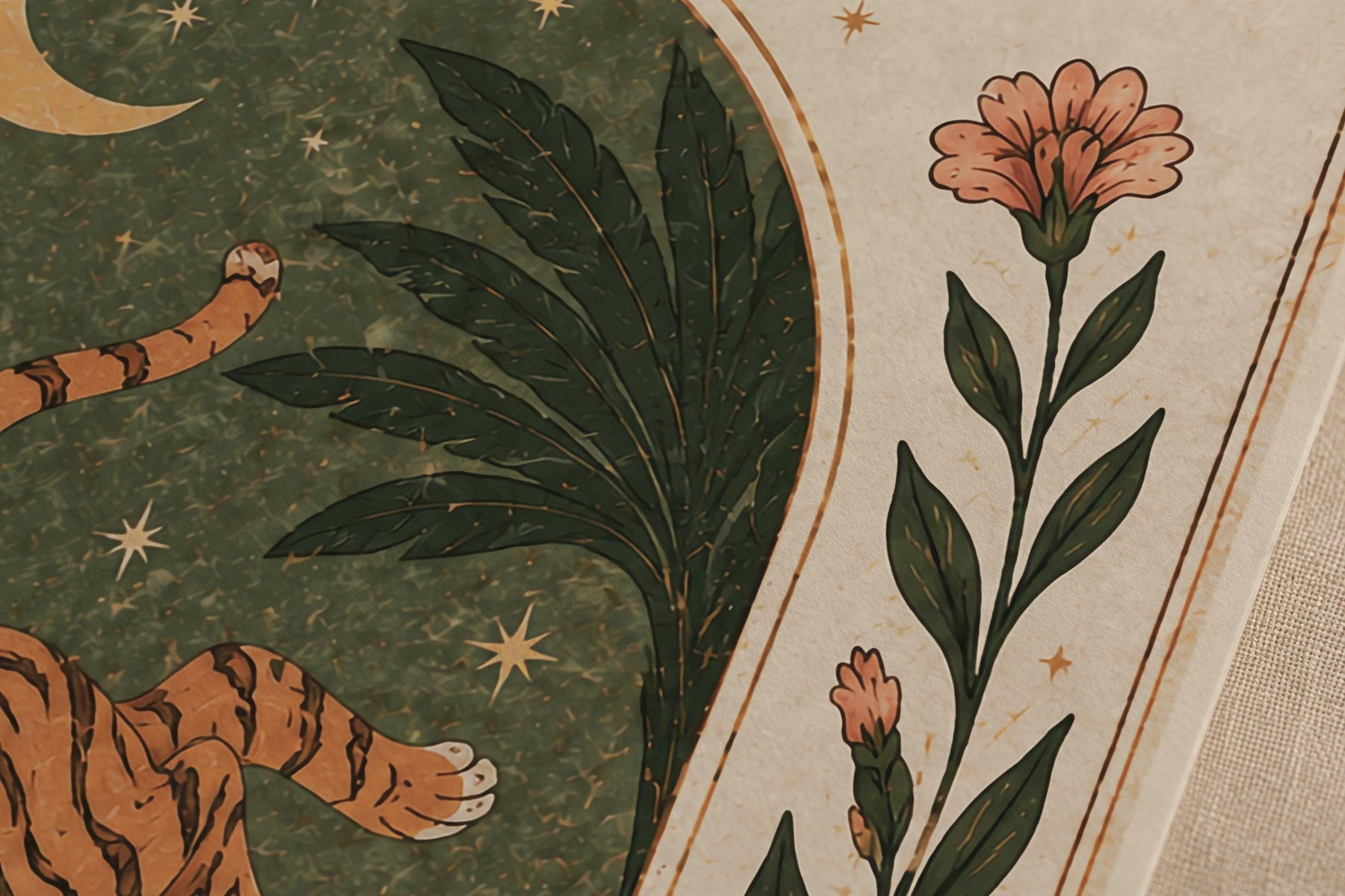 Tiger Illustrated Print | Inspirational Dreamer Folk Art Animal Wall Art | Framed or Unframed