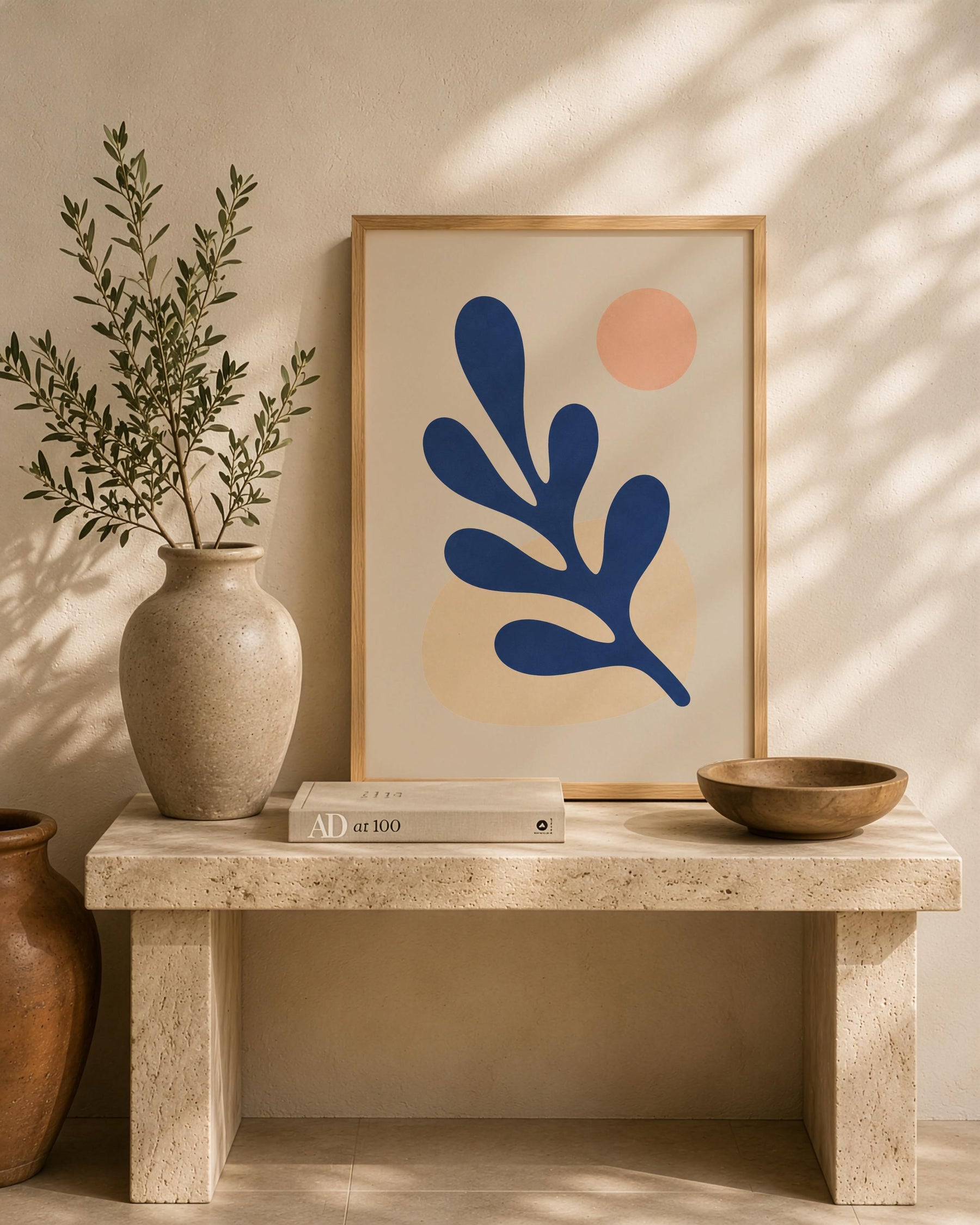 Folia Abstract Botanical Print | Cobalt Blue, Scandinavian Decor | Framed or Unframed