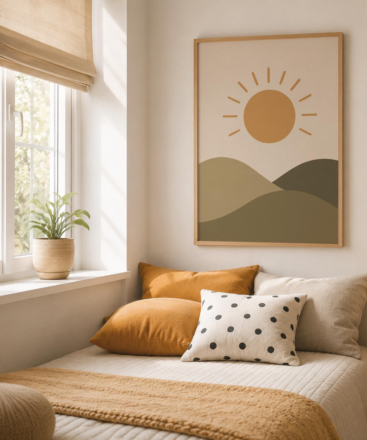 Sunset Sunrise Landscape Print | Rolling Hills Wall Art | Framed or Unframed